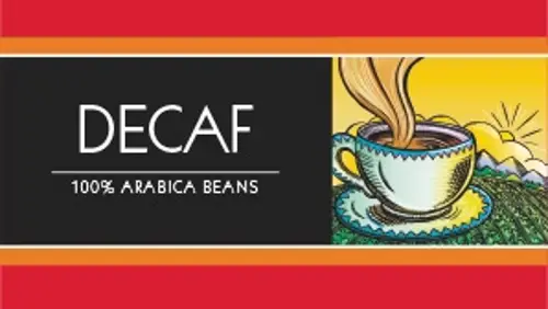 Decaf coffee from 100% arabica beans