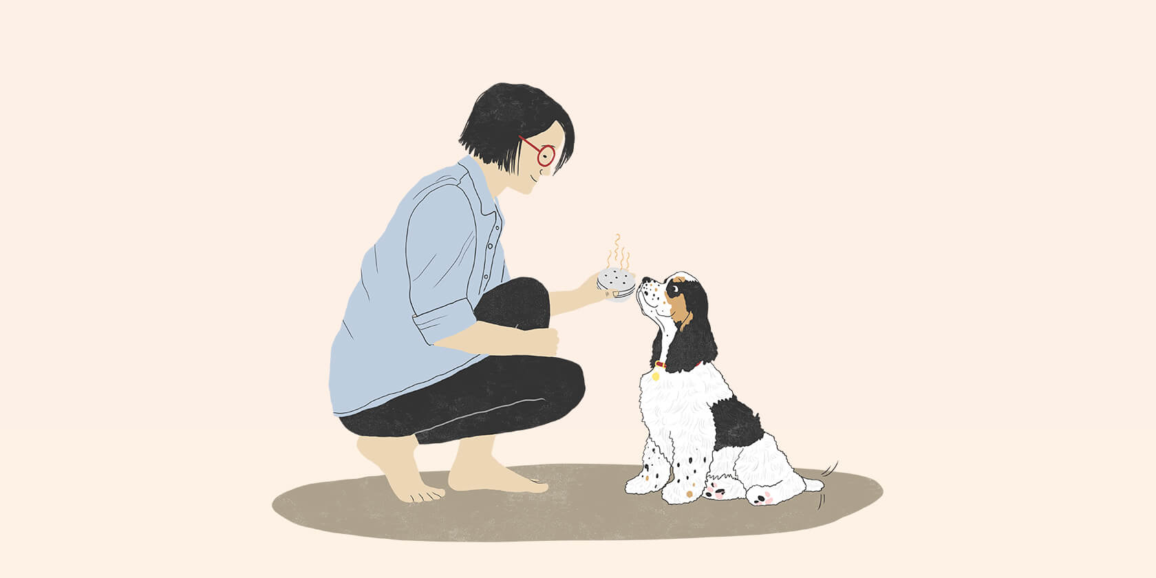 Woman scent training a dog