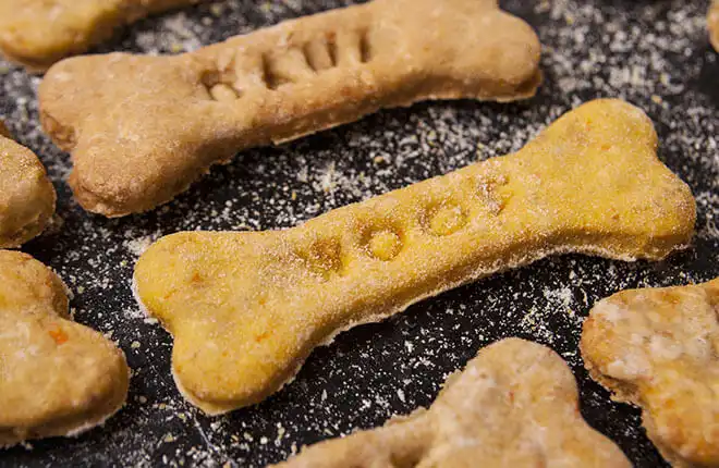 A close up of dog treats.