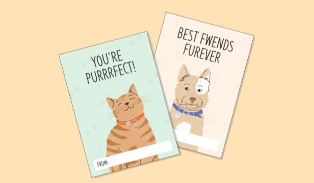 Printable Pet Valentine's Cards