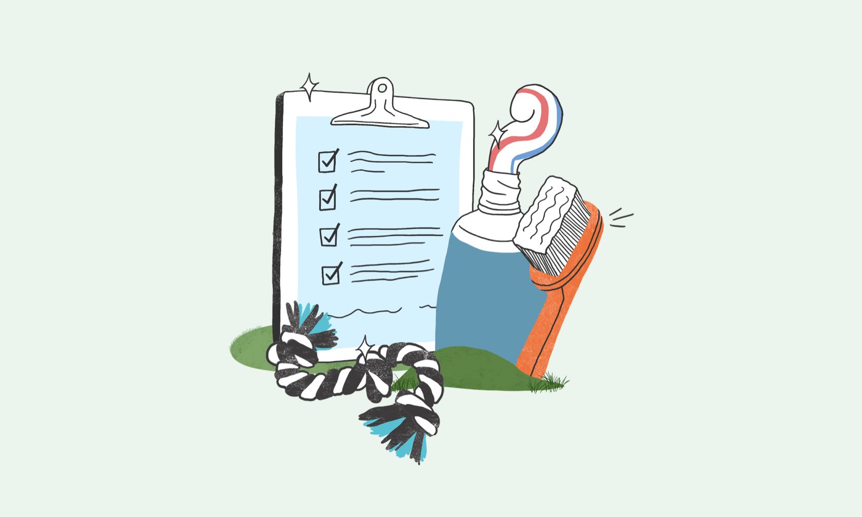 checklist and chewtoy