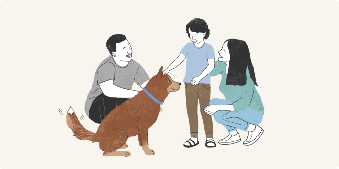 Family with their new dog