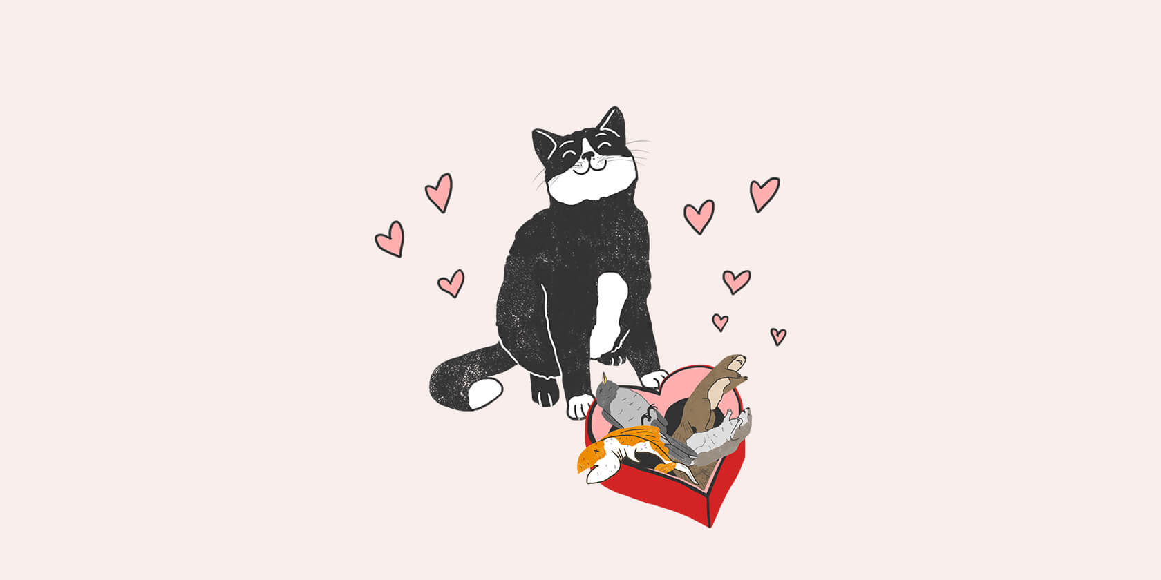 Cat with valentines gifts