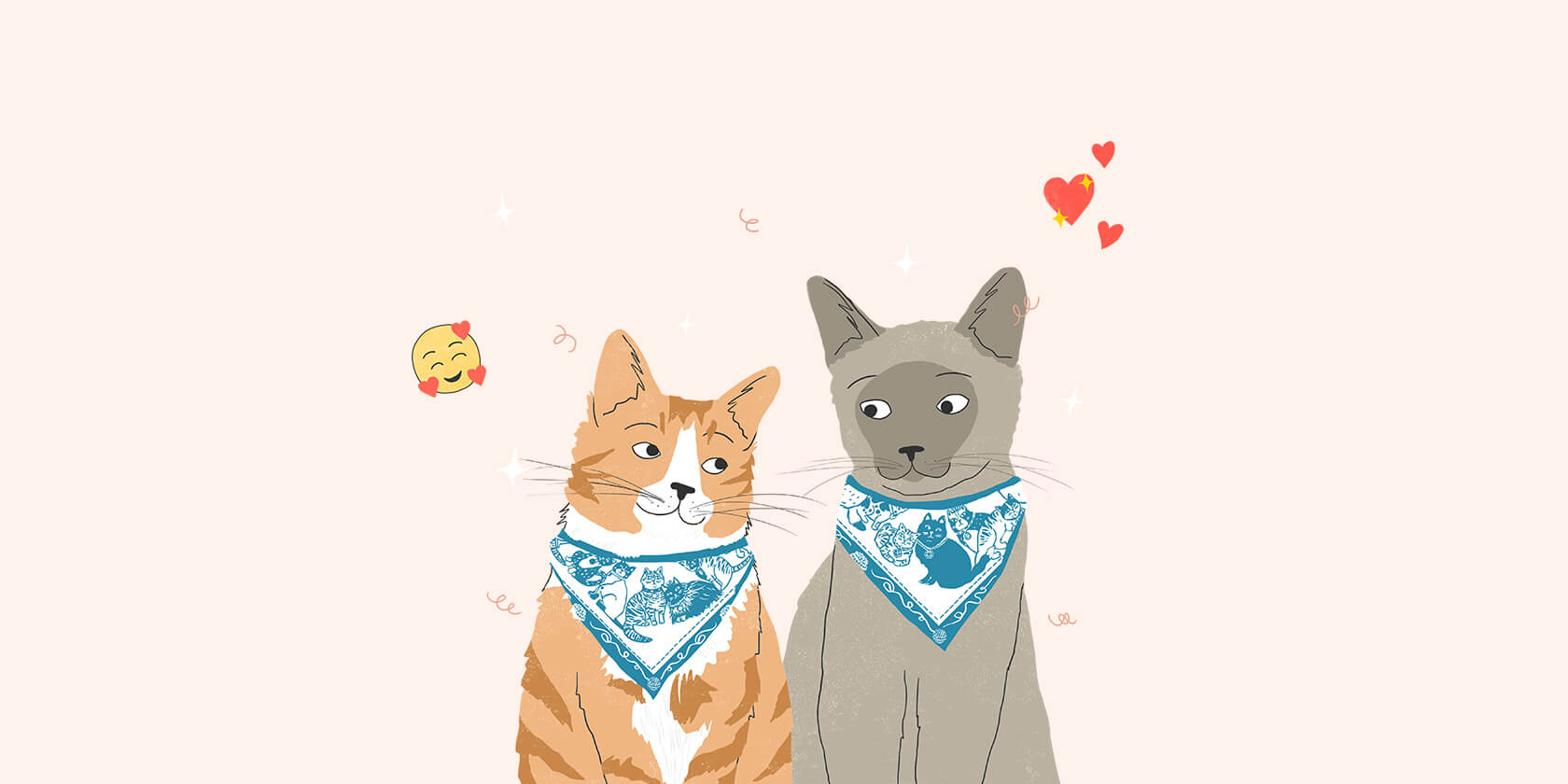 Two kittens with bandanas 
