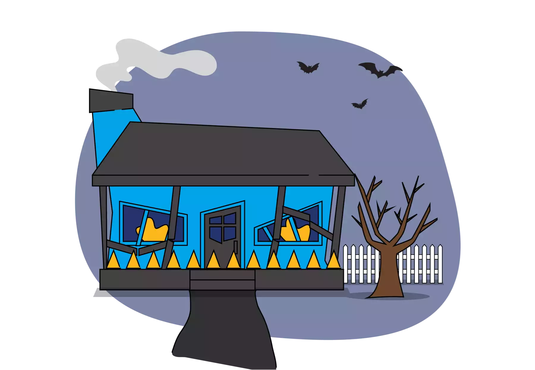 Illustration of haunted house
