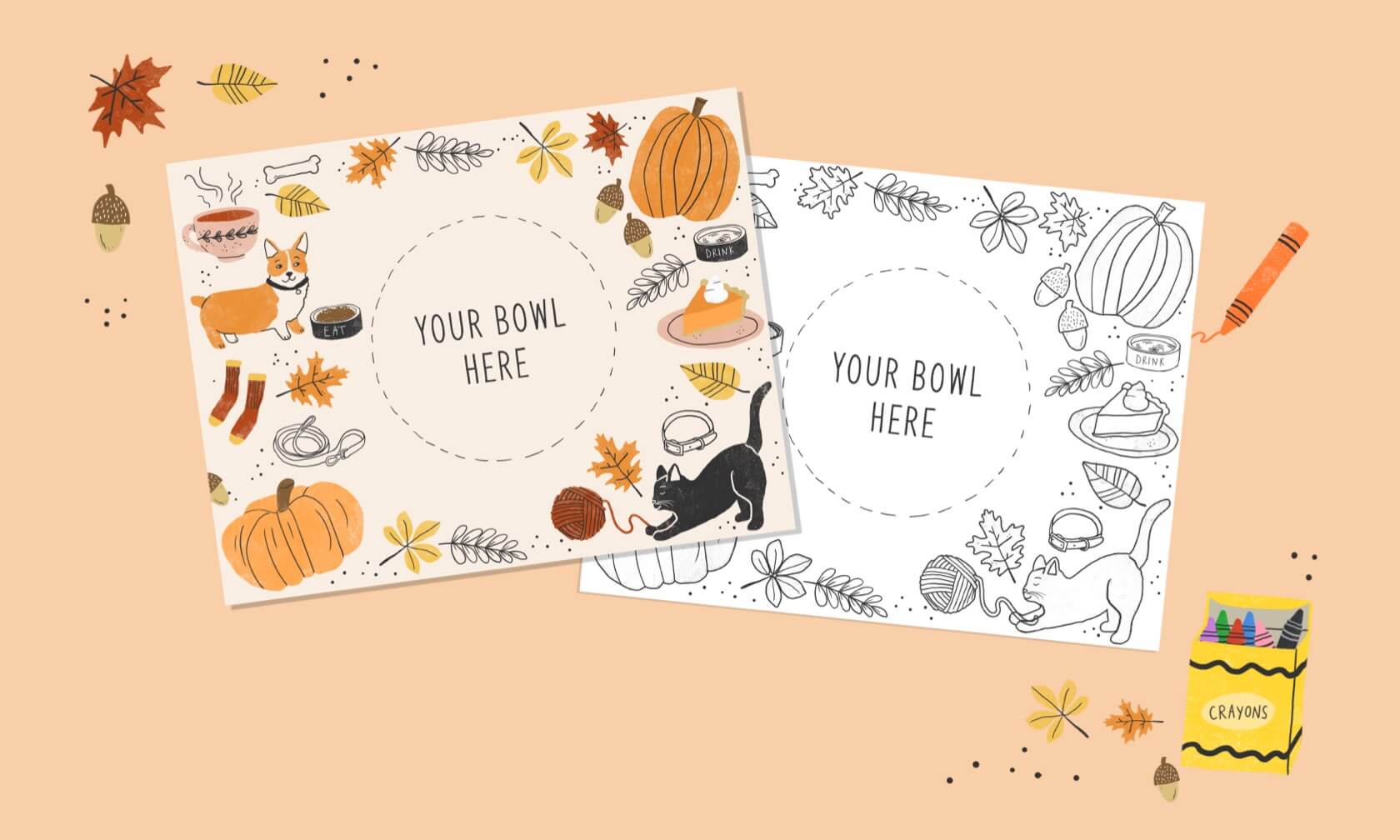 Two DIY placemats for Thanksgiving.