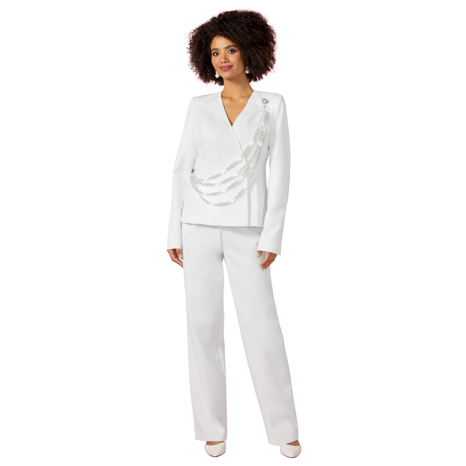 Masseys Pearl Pant Suit White Sets 18W