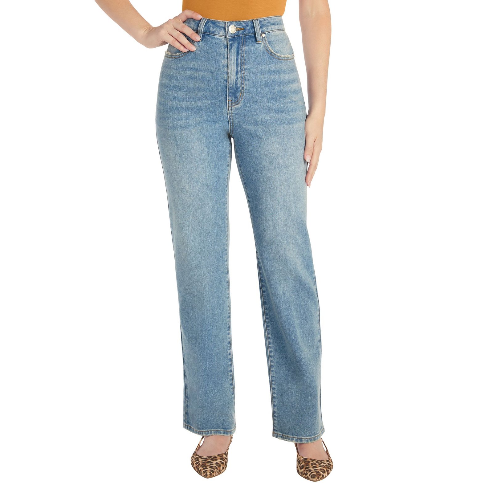 Masseys Lived-In High Rise Straight Leg Jean Blue Pants 30W