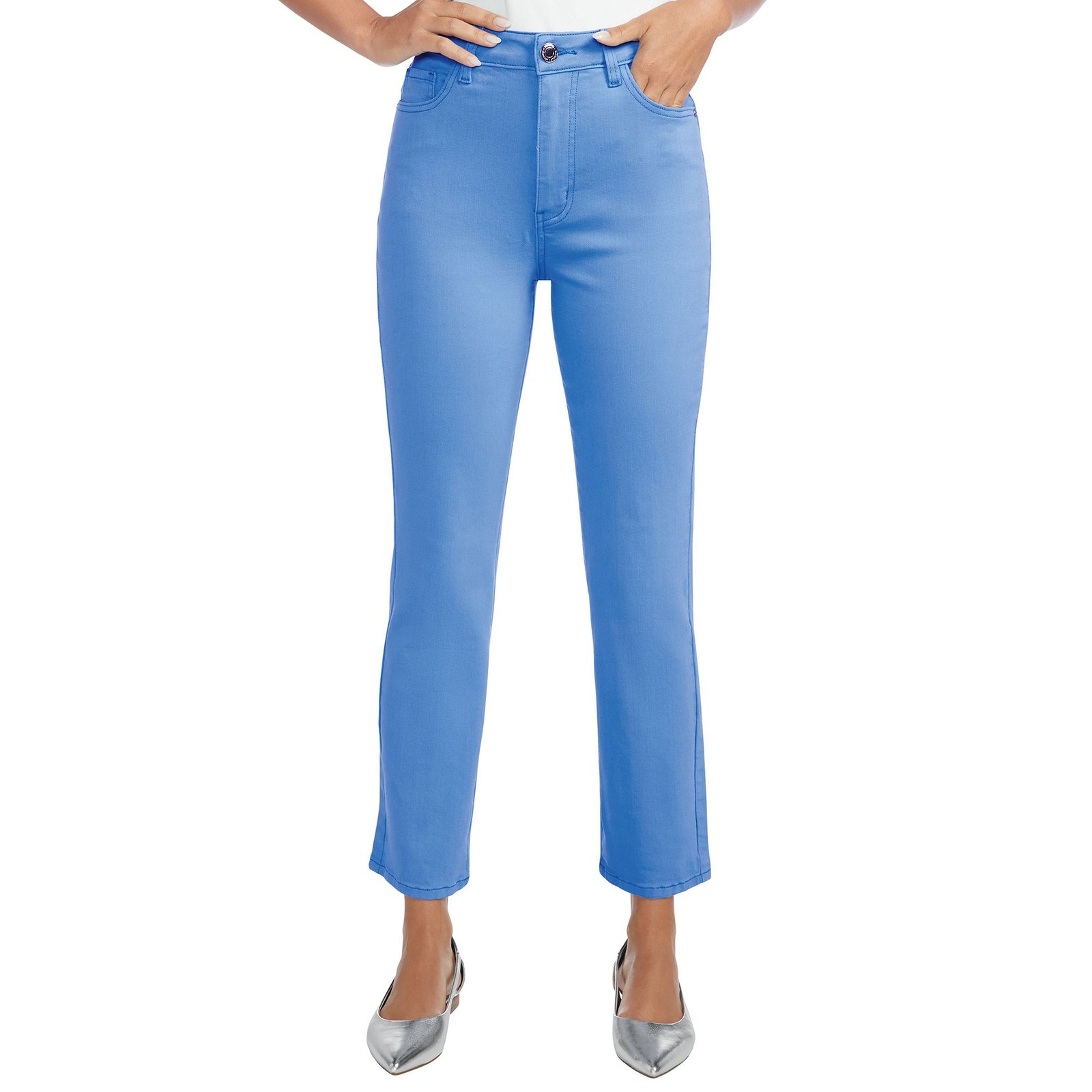 Masseys High-Rise Colored Straight Leg Jean Blue Pants