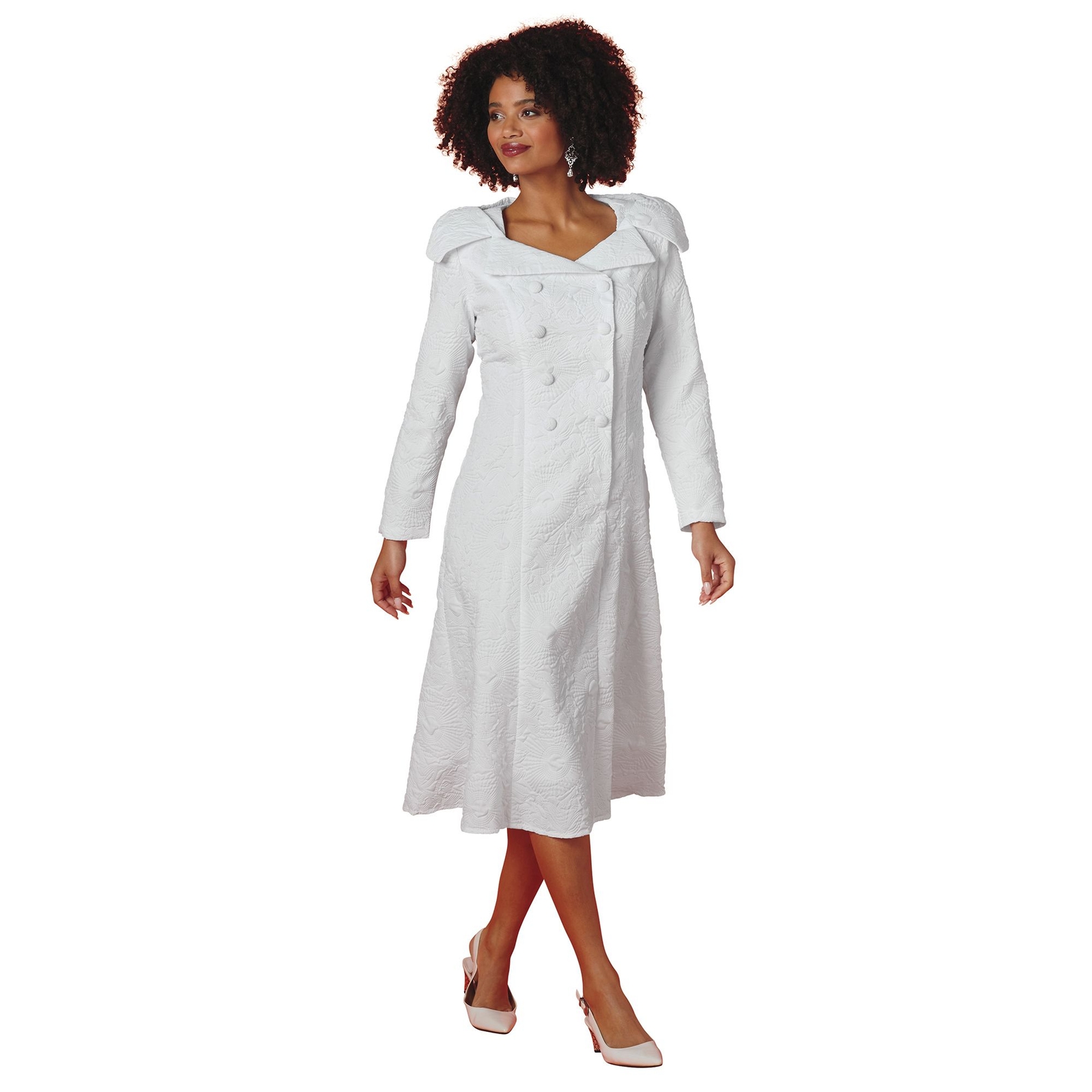 Masseys Collared A-Line Dress White Dresses 6