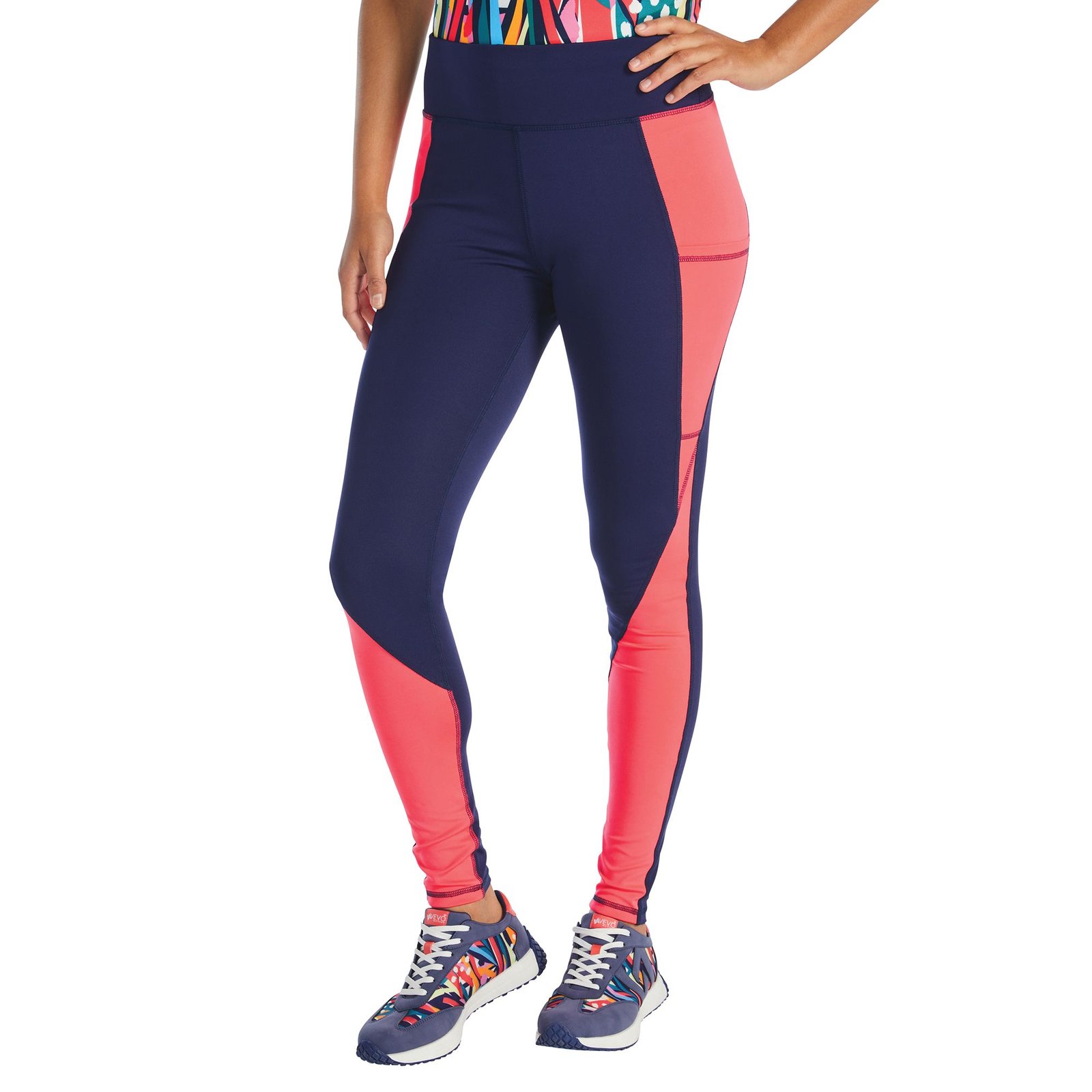 VEVO ACTIVE Women's High-Waisted Tech Legging Blue Pants 2X