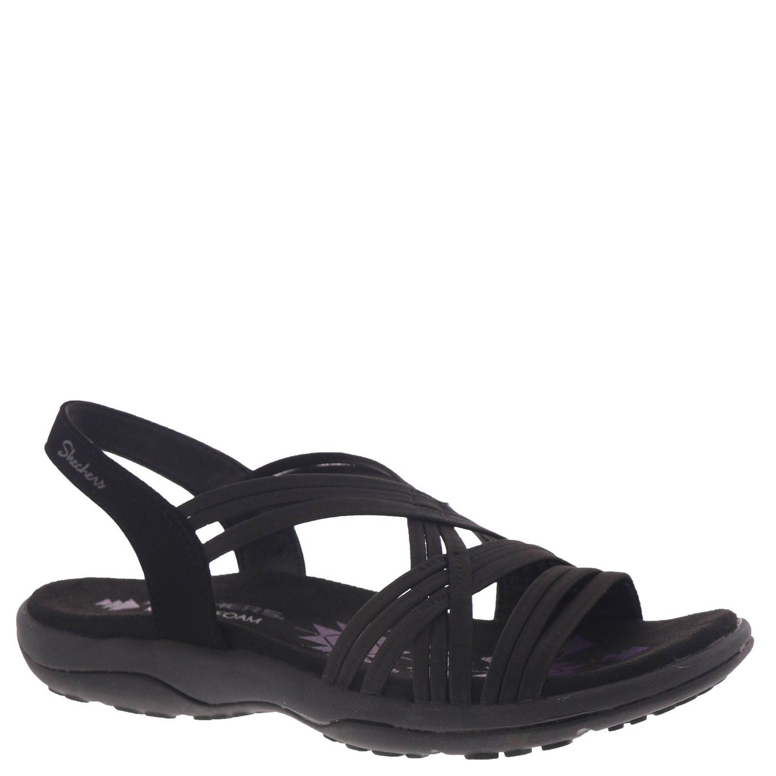 Skechers USA Reggae Slim-Simply Stretch Women's Black Sandal 6 M