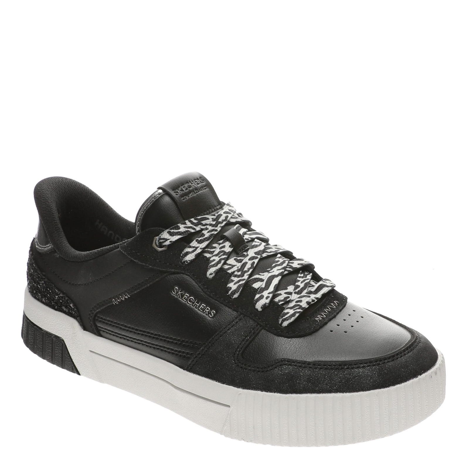 Skechers Court Classics Slip-Ins: Jade-Radiant Roar Women's Black Slip On 7.5 M