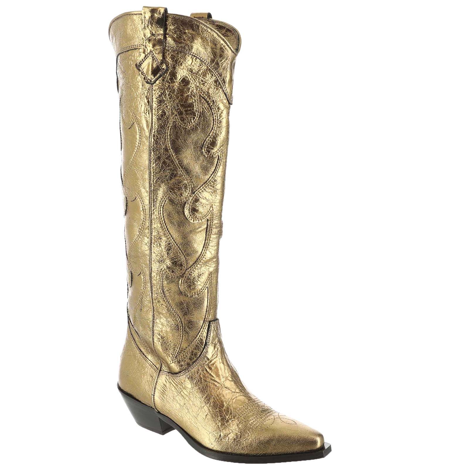 Free People Moody Metallic Cowboy Women's Bronze Metallic Boot 7.5
