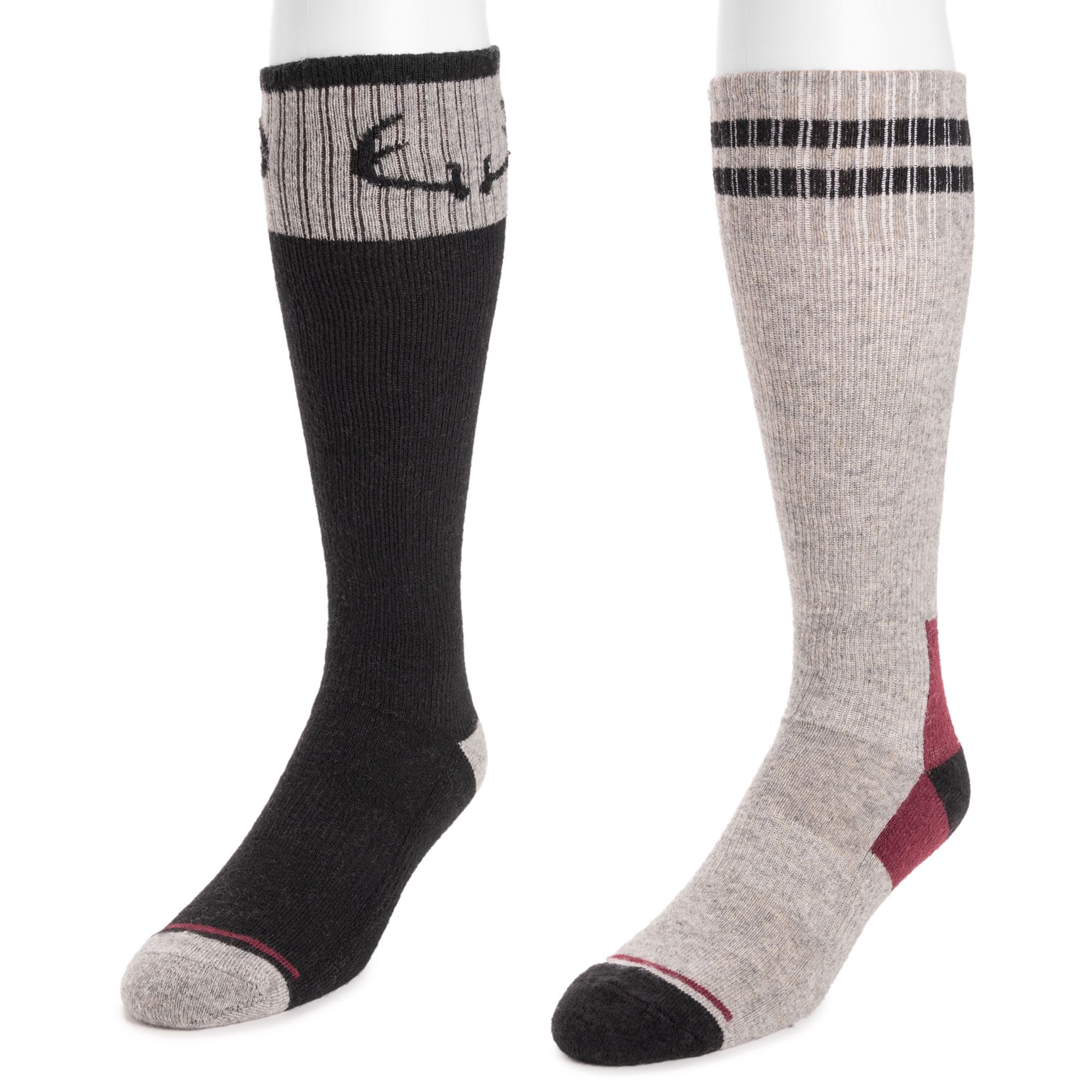 MUK LUKS Men's 2-Pack Wool-Blend Compression Knee-High Socks