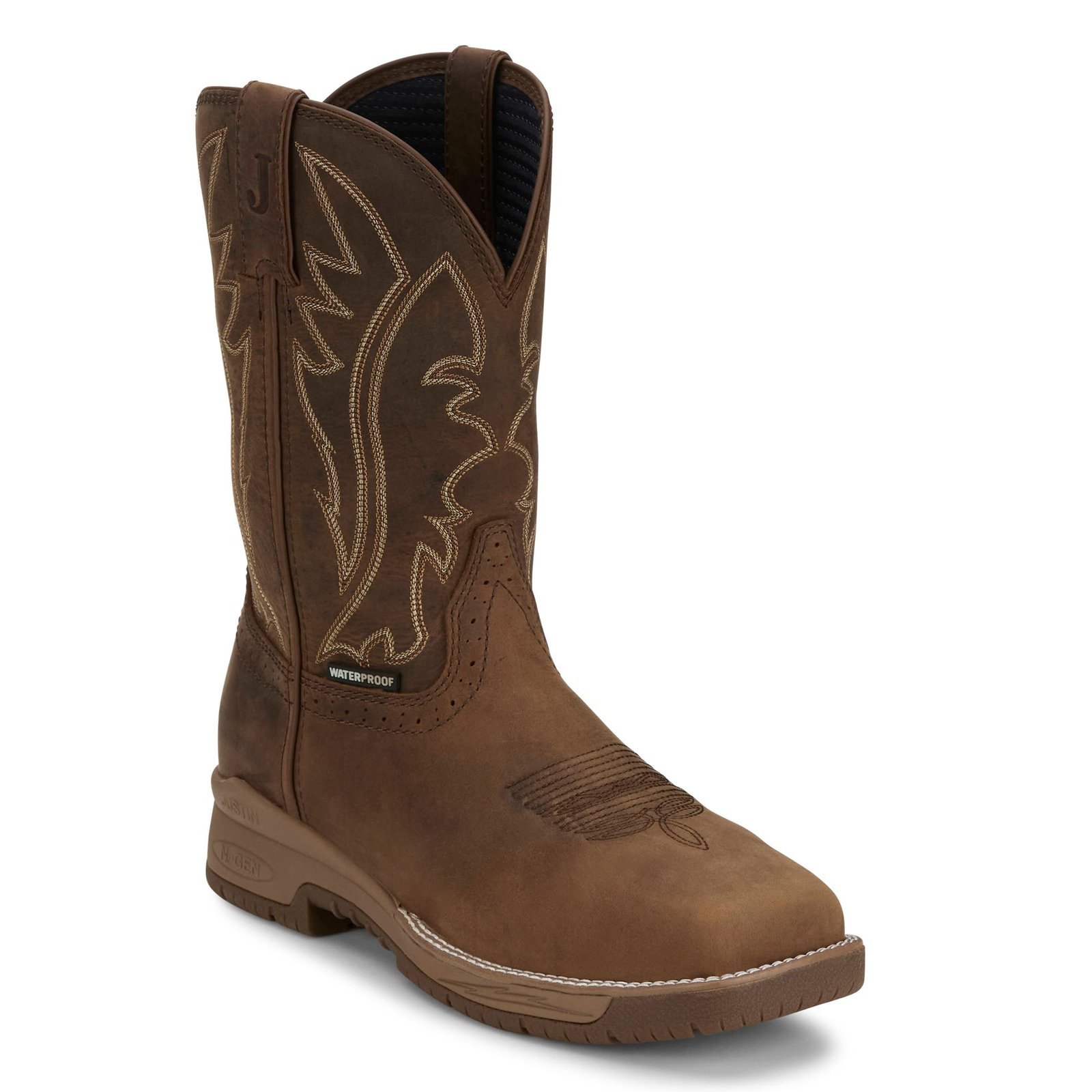 Justin Original Workboots Nitread 11" Waterproof Square Toe Men's Brown Boot 8.5 E2