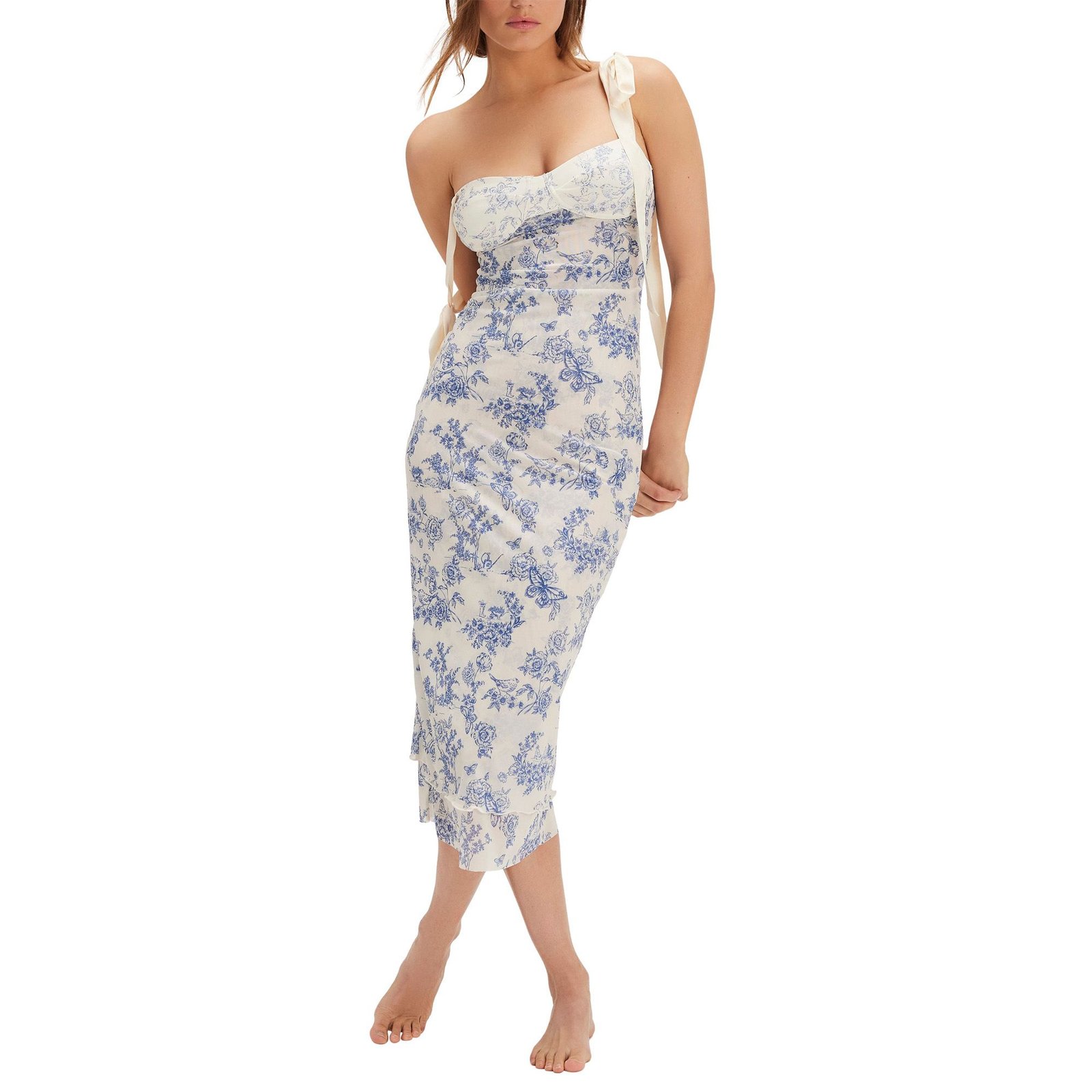 Free People Women’s Printed Got Glam Slip White Dresses XS