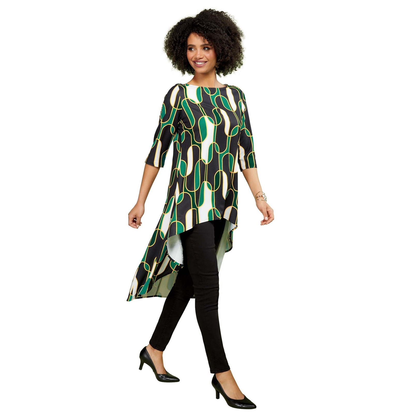 Masseys Boatneck High Low Tunic Multi Shirts M