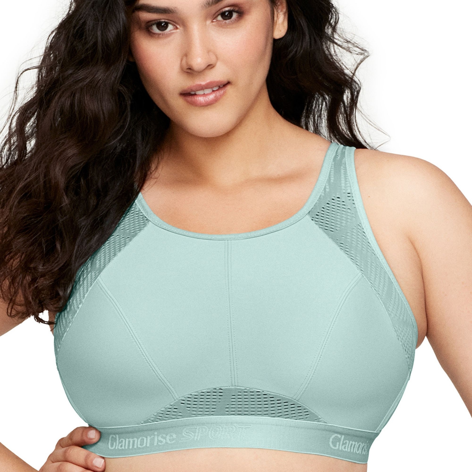 Glamorise No Sweat Mesh Sports Bra Green Bras 40-DD