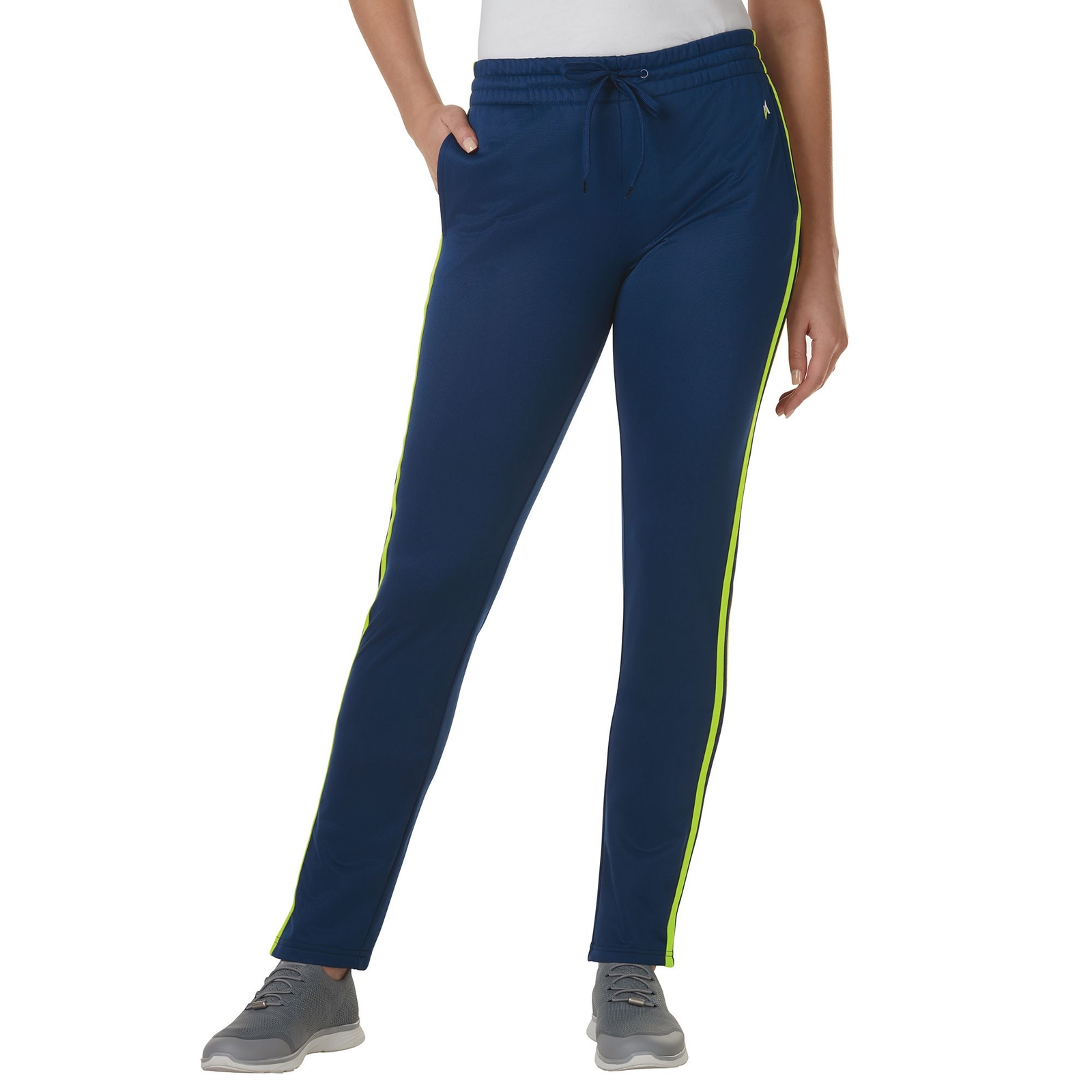 VEVO ACTIVE Women's Striped Track Pant Blue Pants 2X-Regular