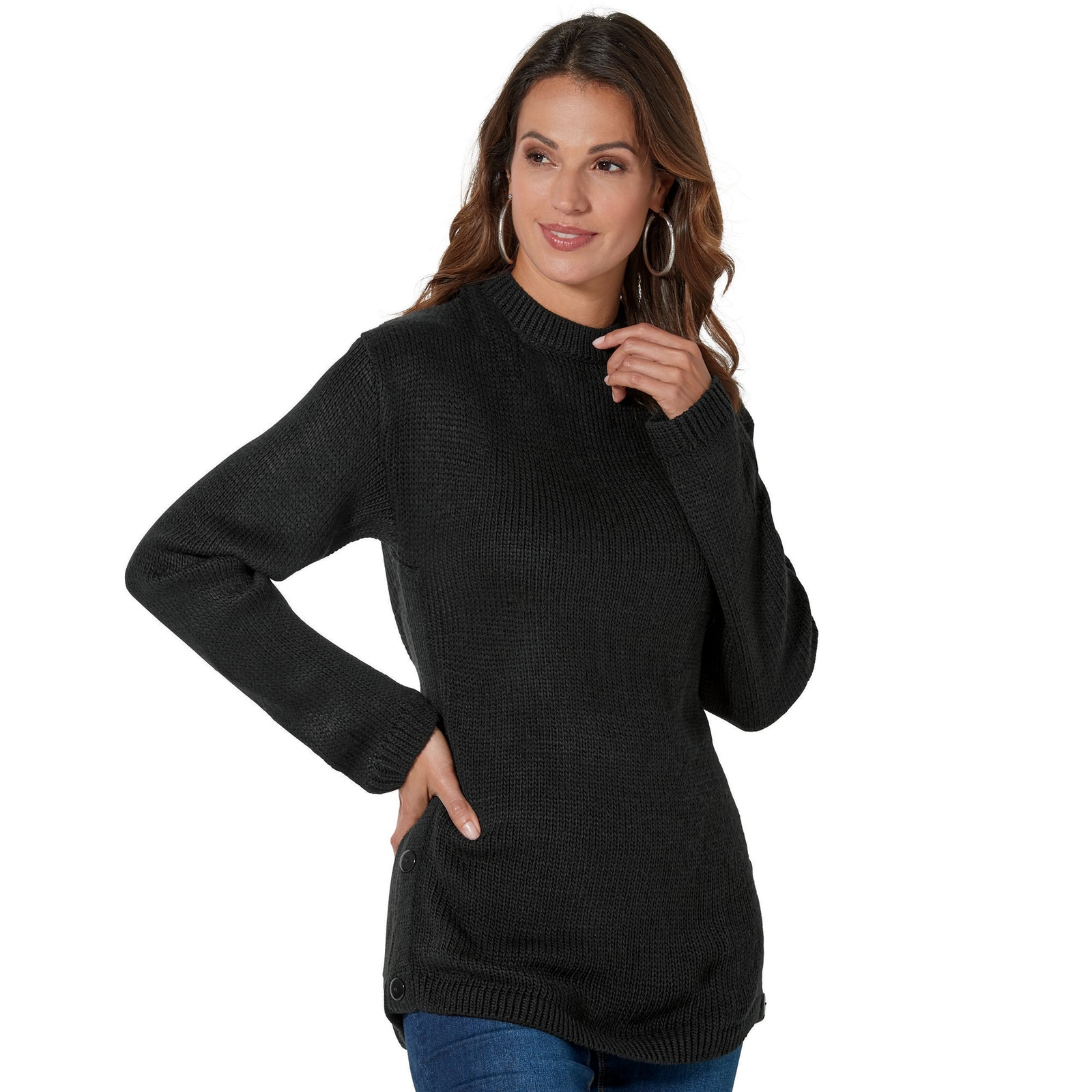 Masseys Side Button Sweater Black Sweaters 4X