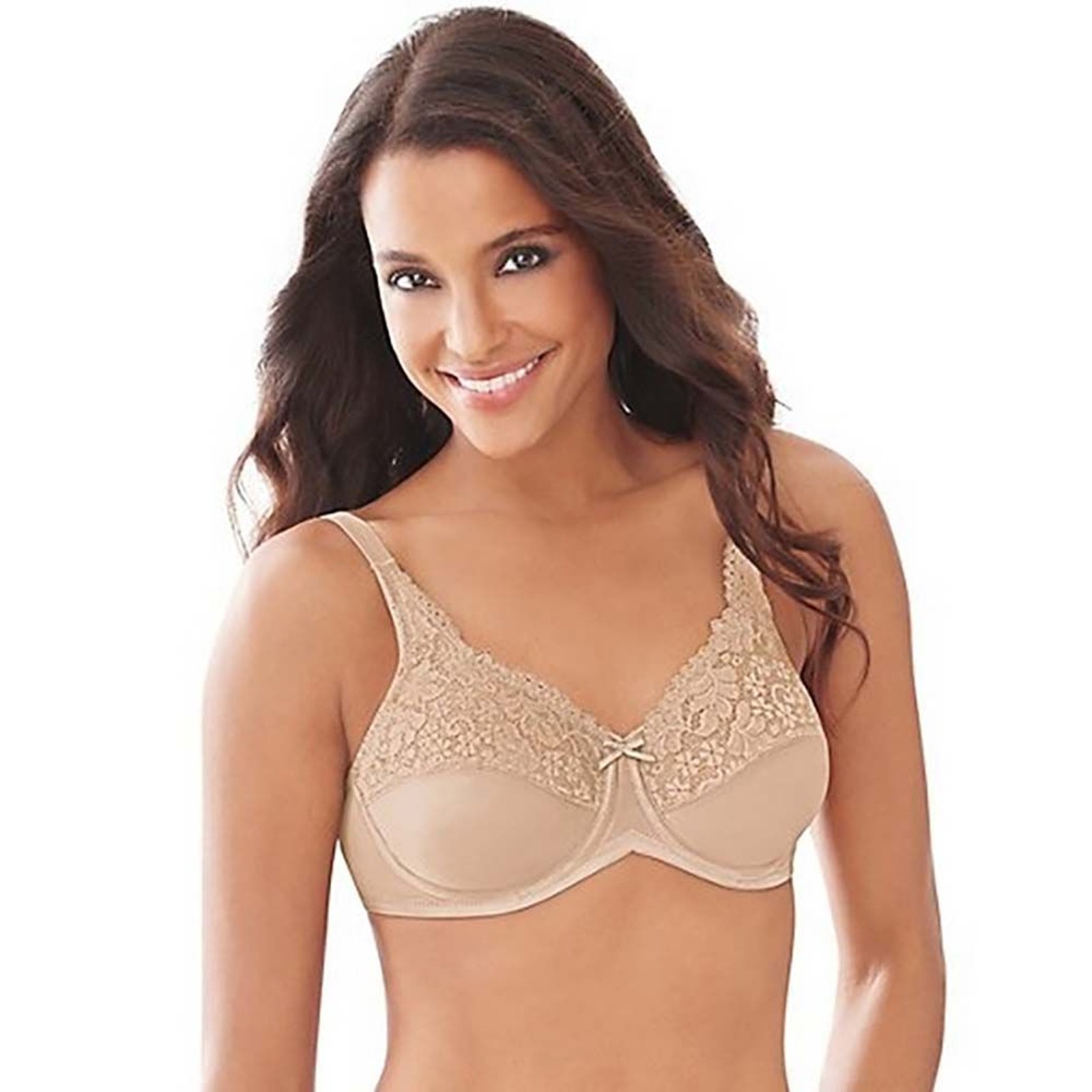 Bali Tailored Minimizer Lace Trim Bra Tan Bras