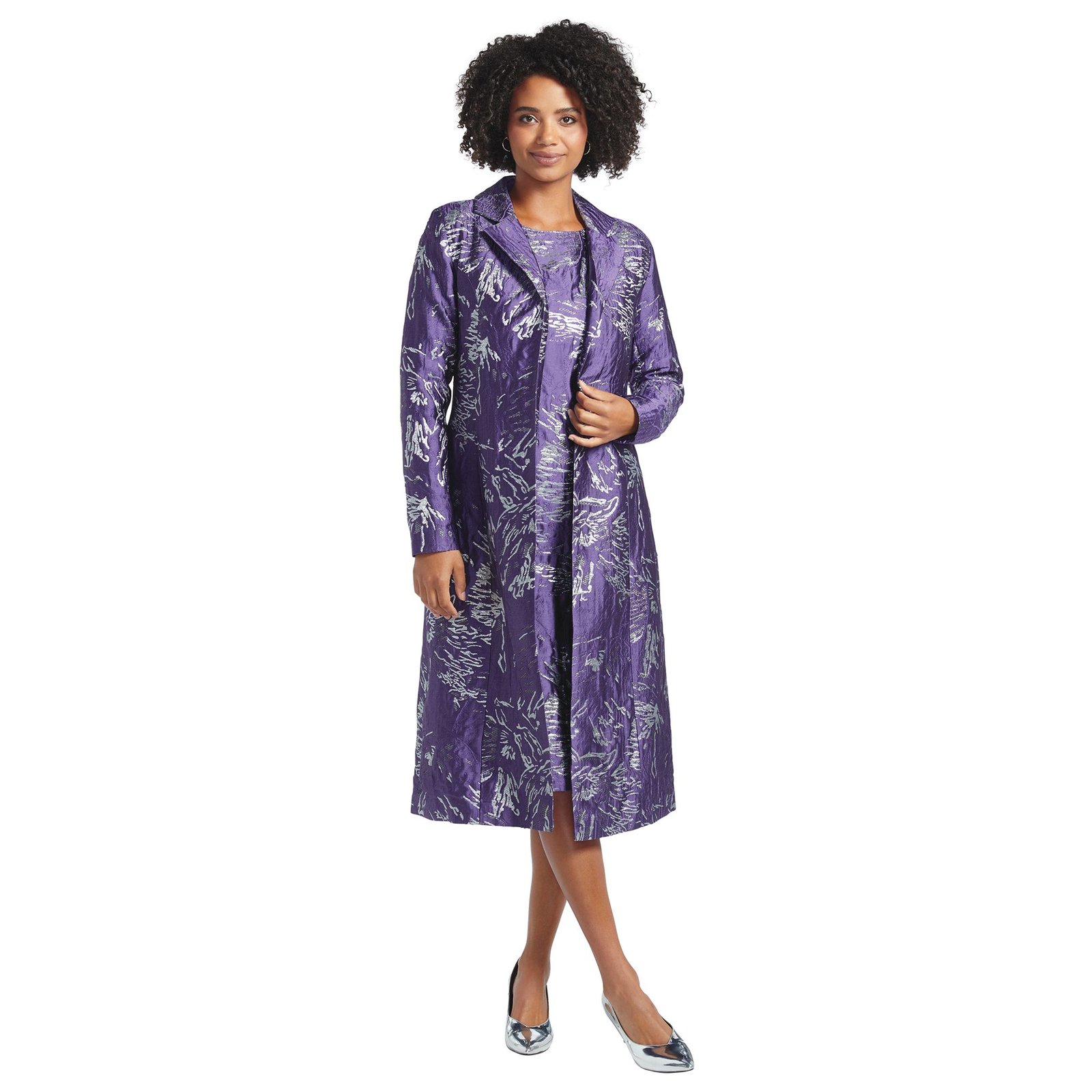 Masseys Jacquard Dress Set Purple Suits 28W