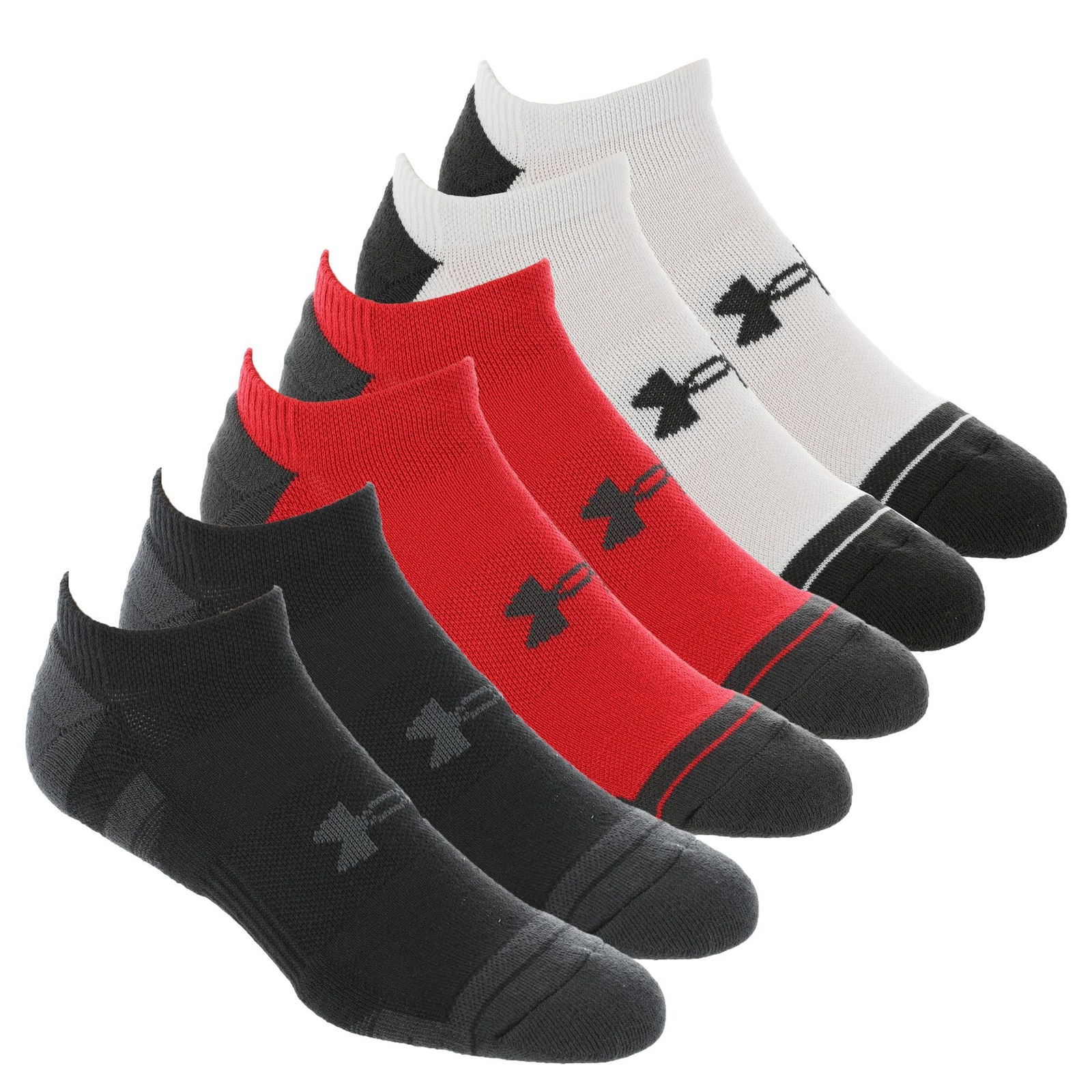 Under Armour Performance Tech 6-Pk. No Show Socks Red Socks L