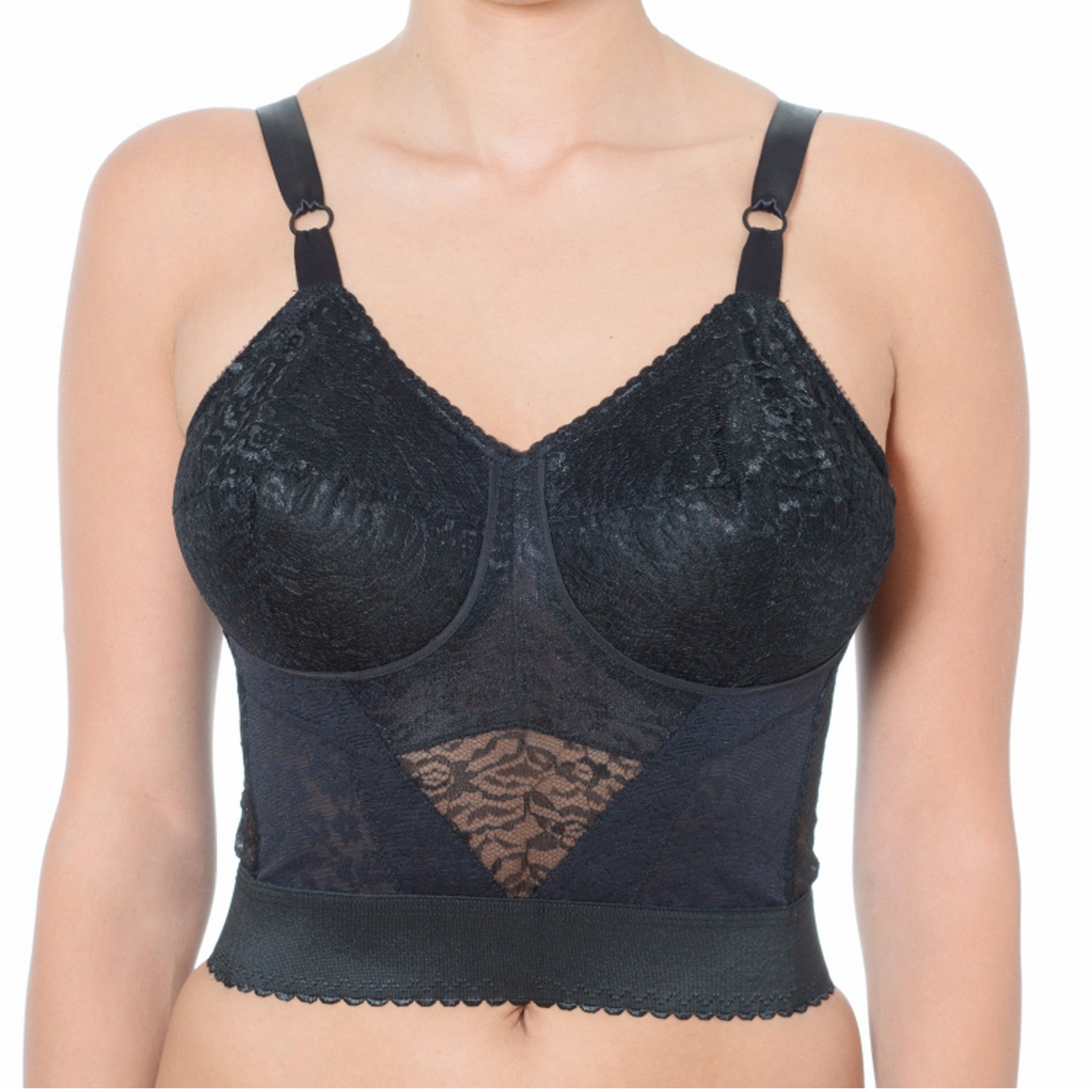 Rago Women's Longline Wirefree Expandable Cup Bra Black Bras 42-D