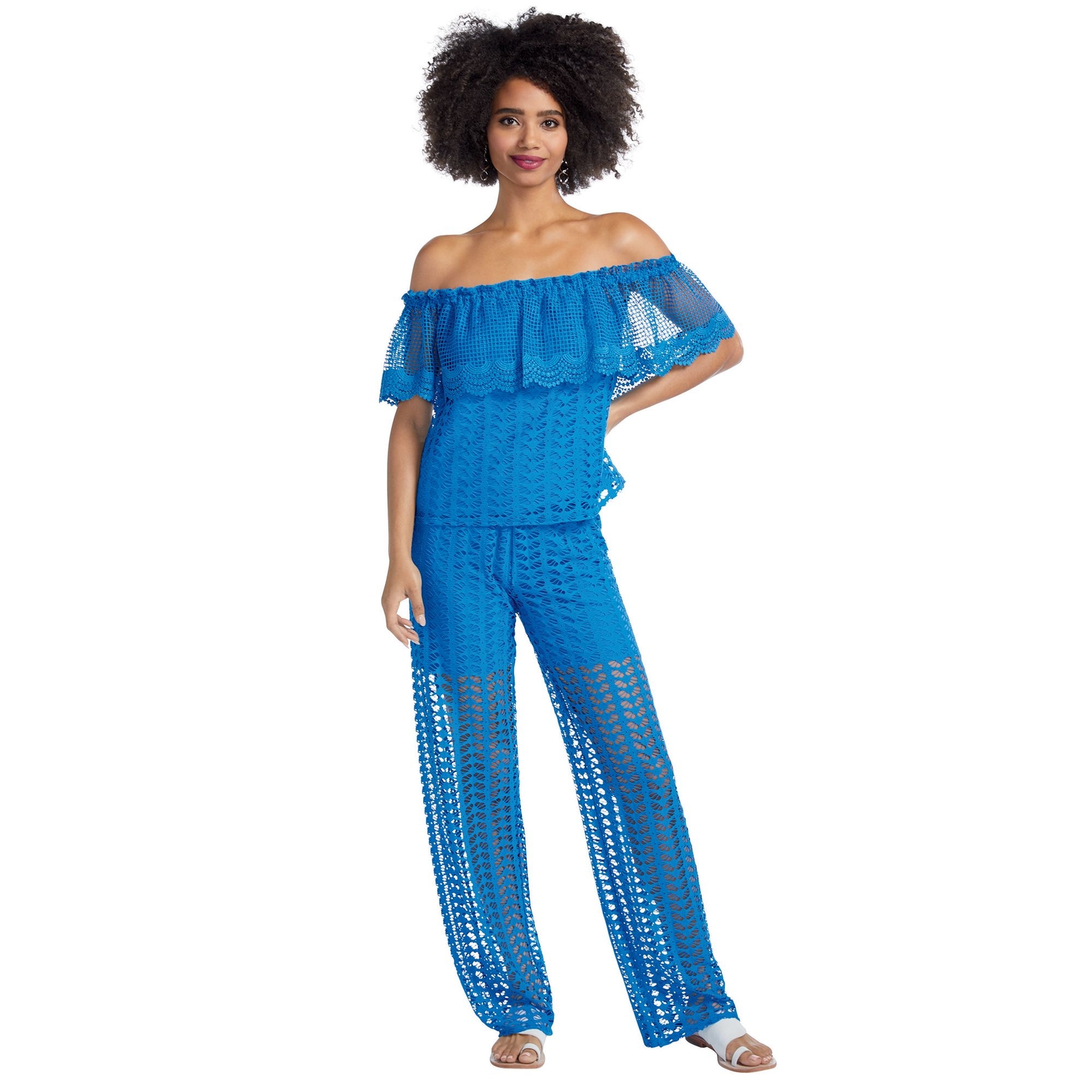 K. Jordan Crochet 2-Piece Set Blue Sets 1X