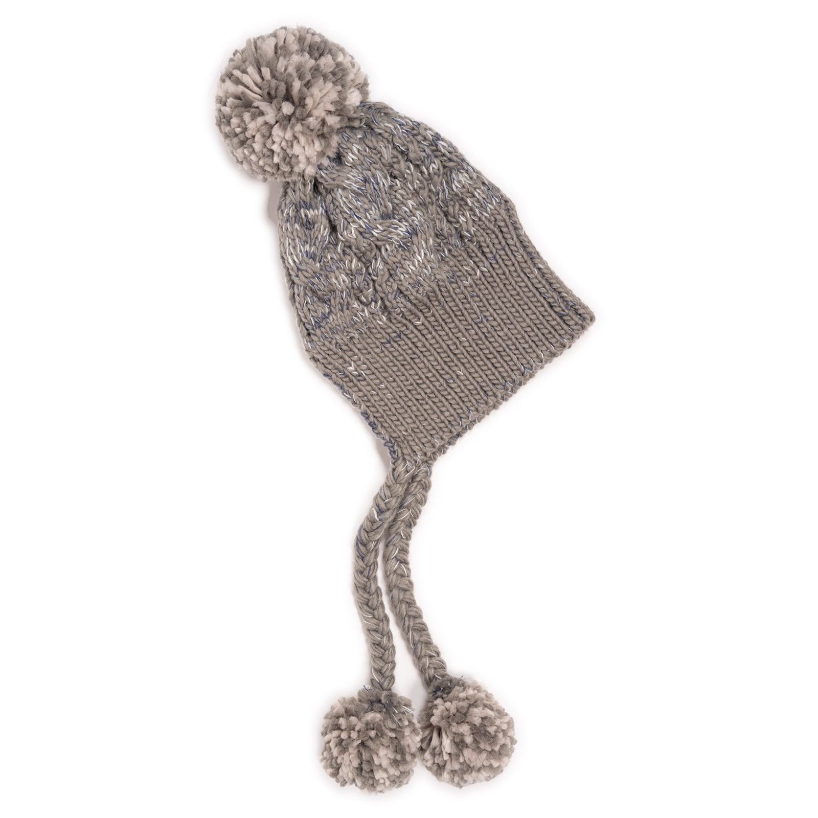 Muk Luks Women's Split Back Hat W/Poms Grey Hats One Size