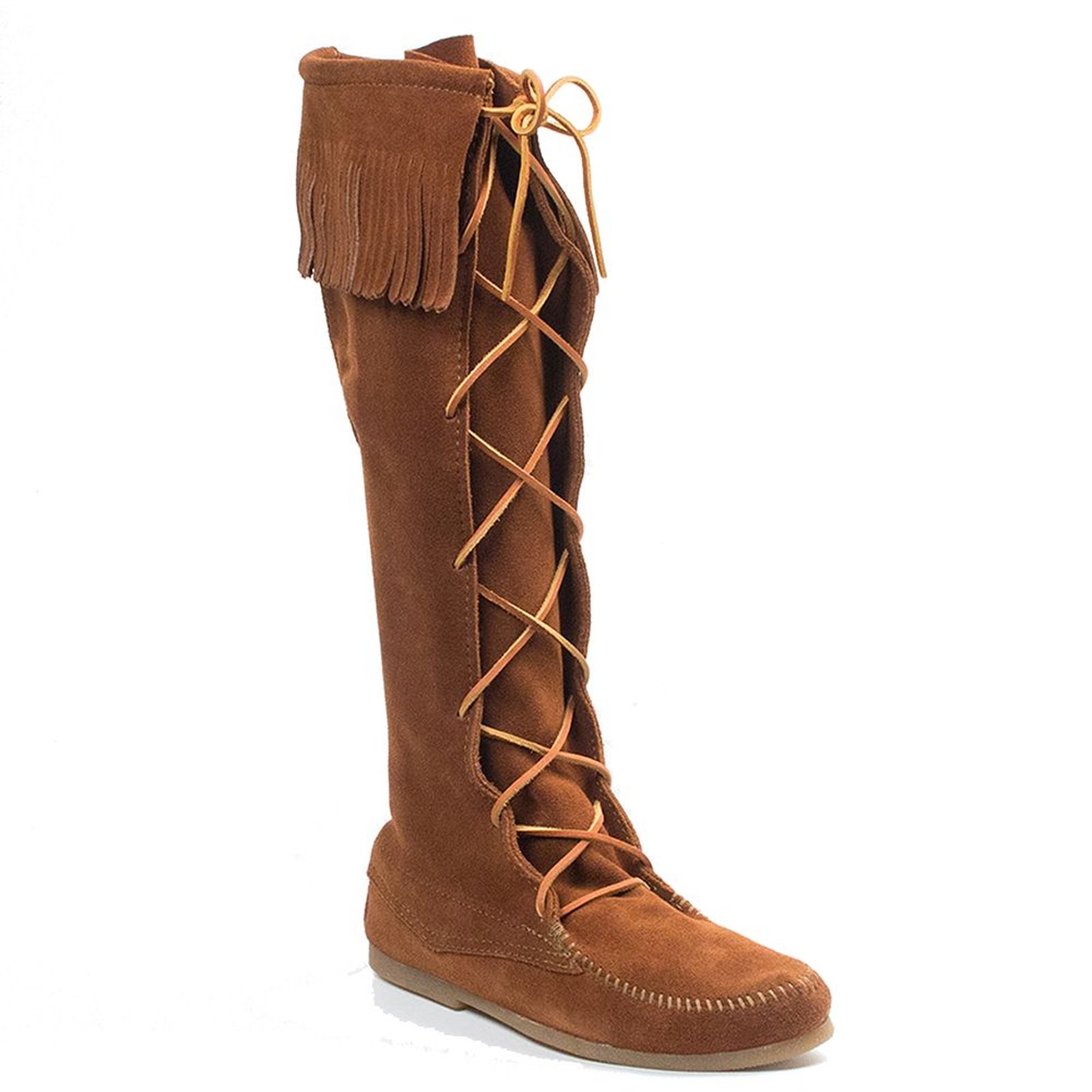 Minnetonka Front Lace Knee High Boot Men's Brown Boot 12