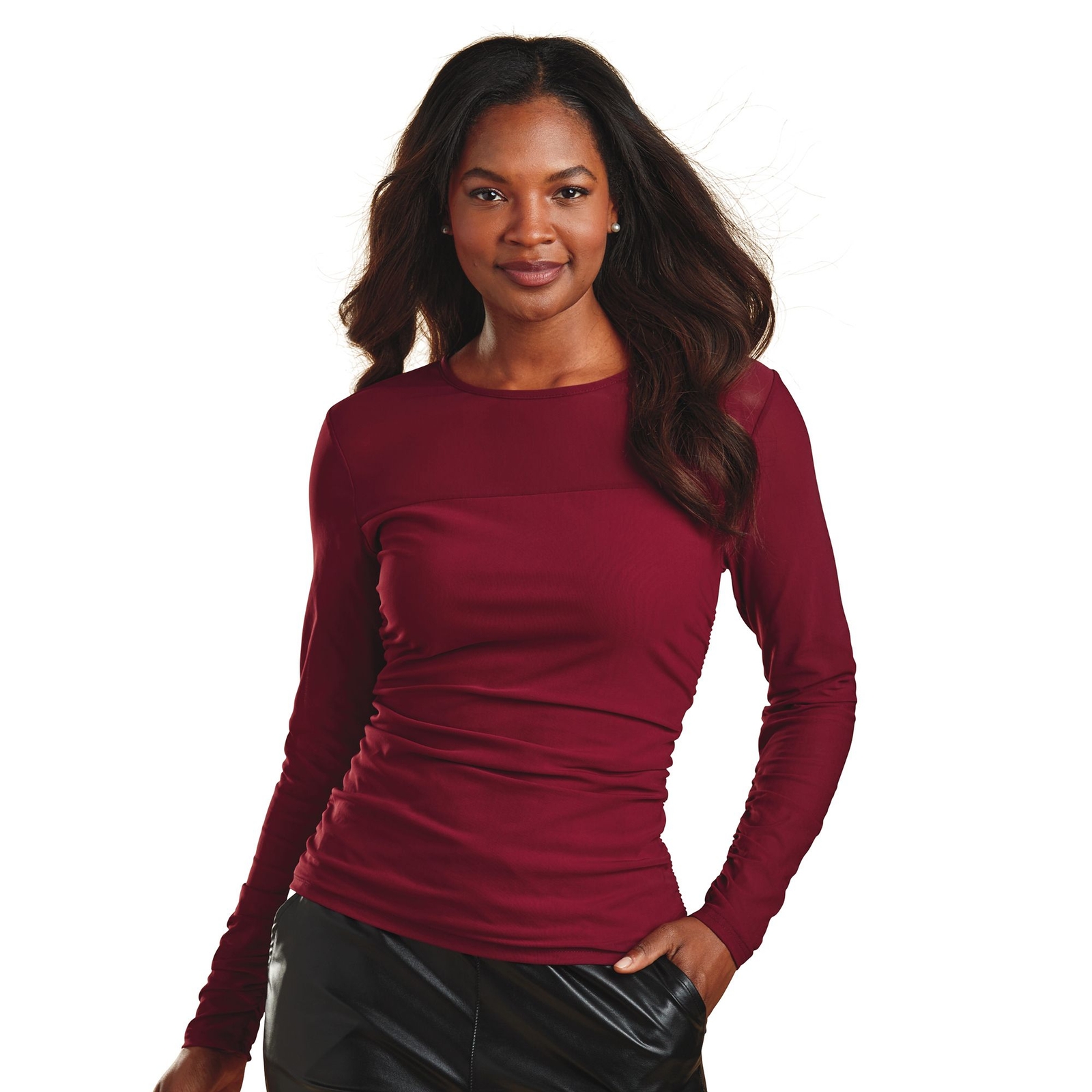 K. Jordan Mesh Top Burgundy Knit Tops XL