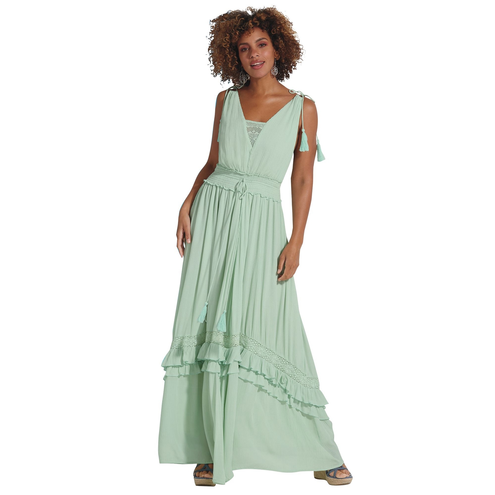 K Jordan Tiered Maxi Dress Green Dresses 3X