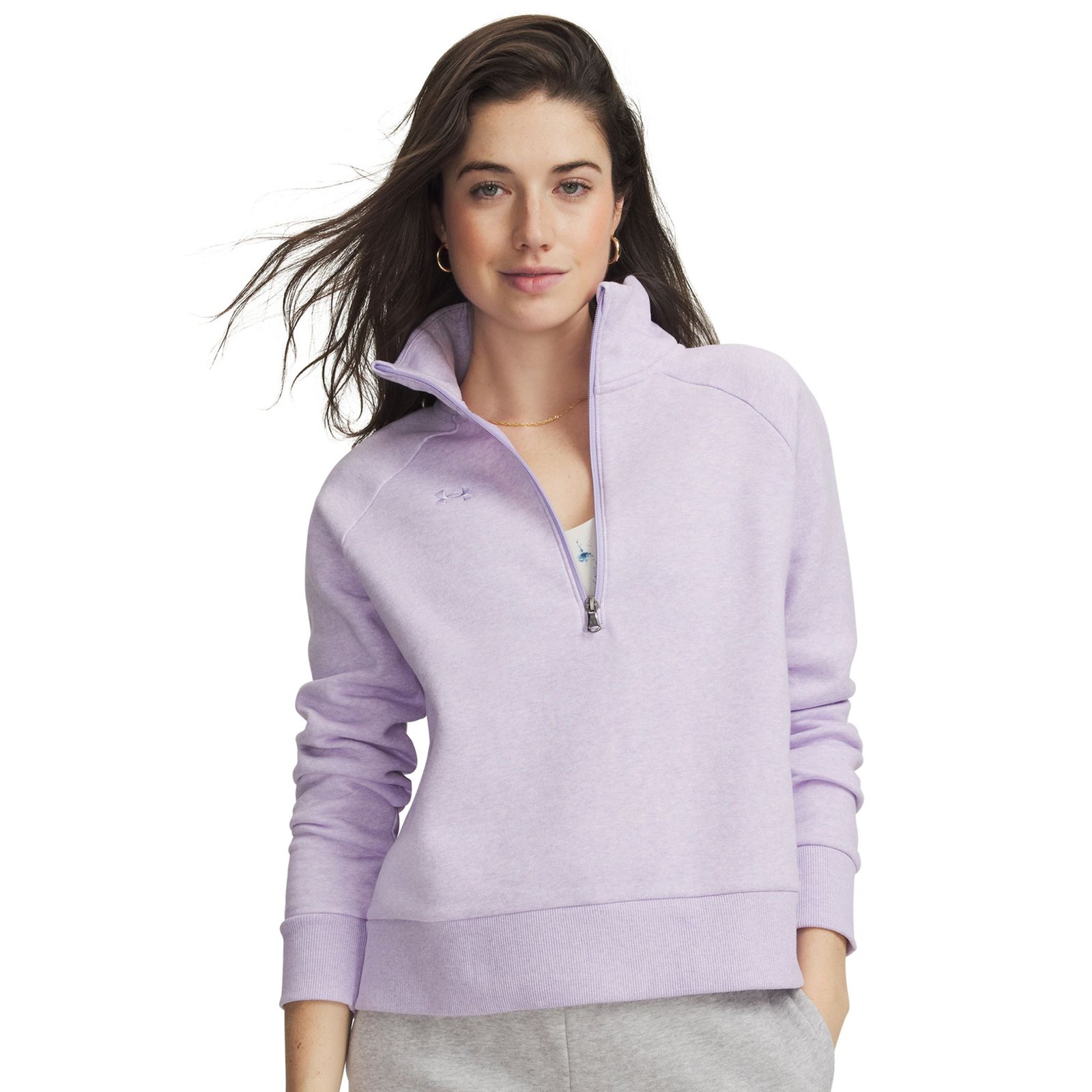 Under Armour Women's Rival Fleece 1/2 Zip Purple Knit Tops S