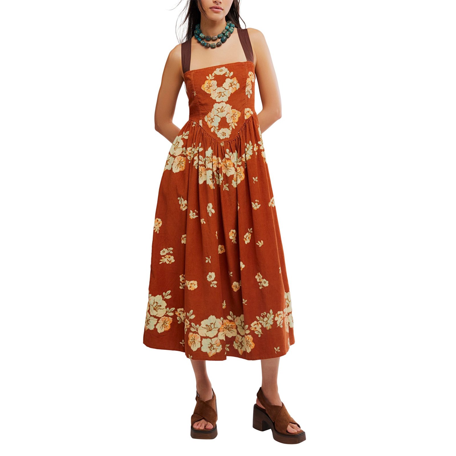 Free People Until Dawn Midi Brown Dresses L