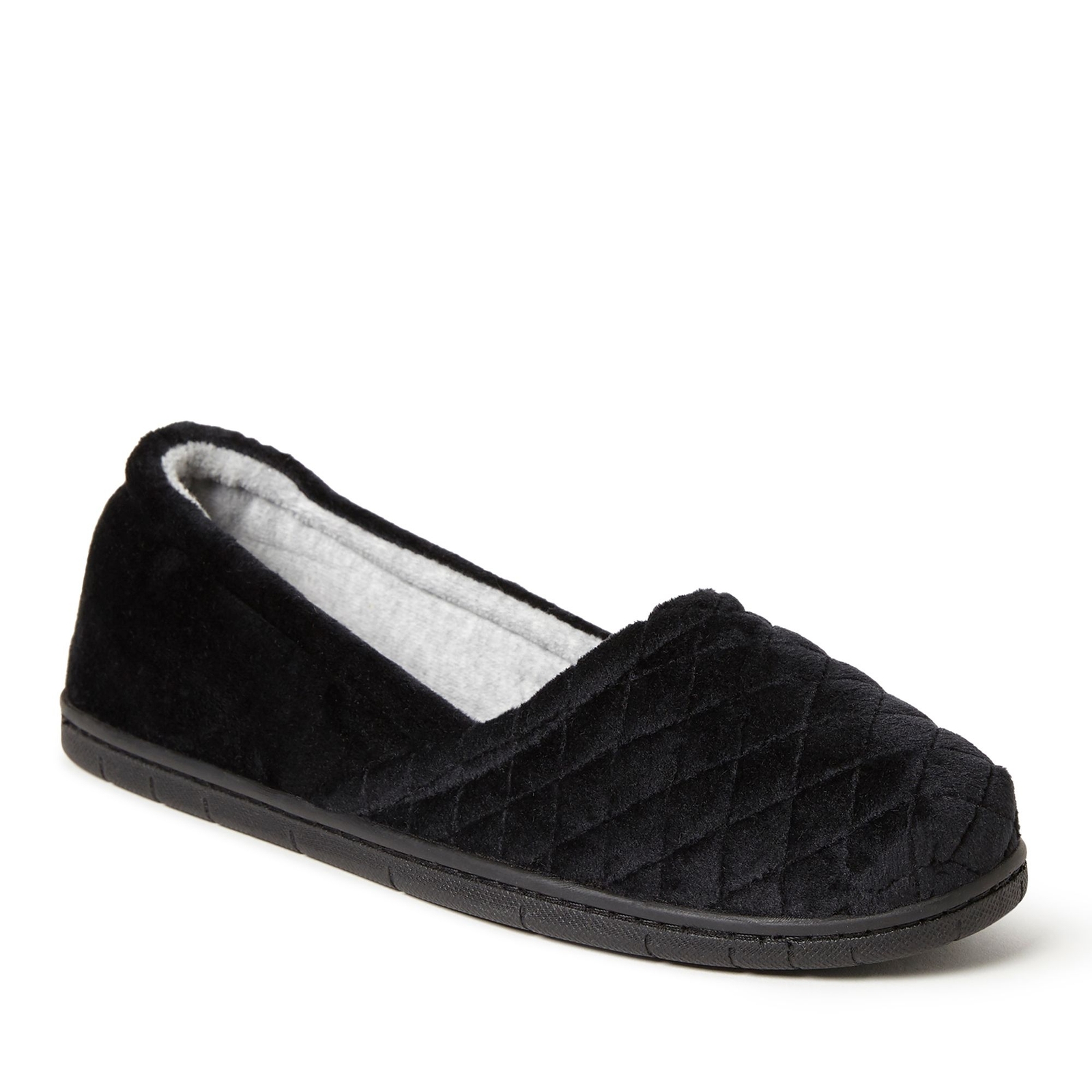 Dearfoams Katie Velour Closed Back Women's Black Slipper M M