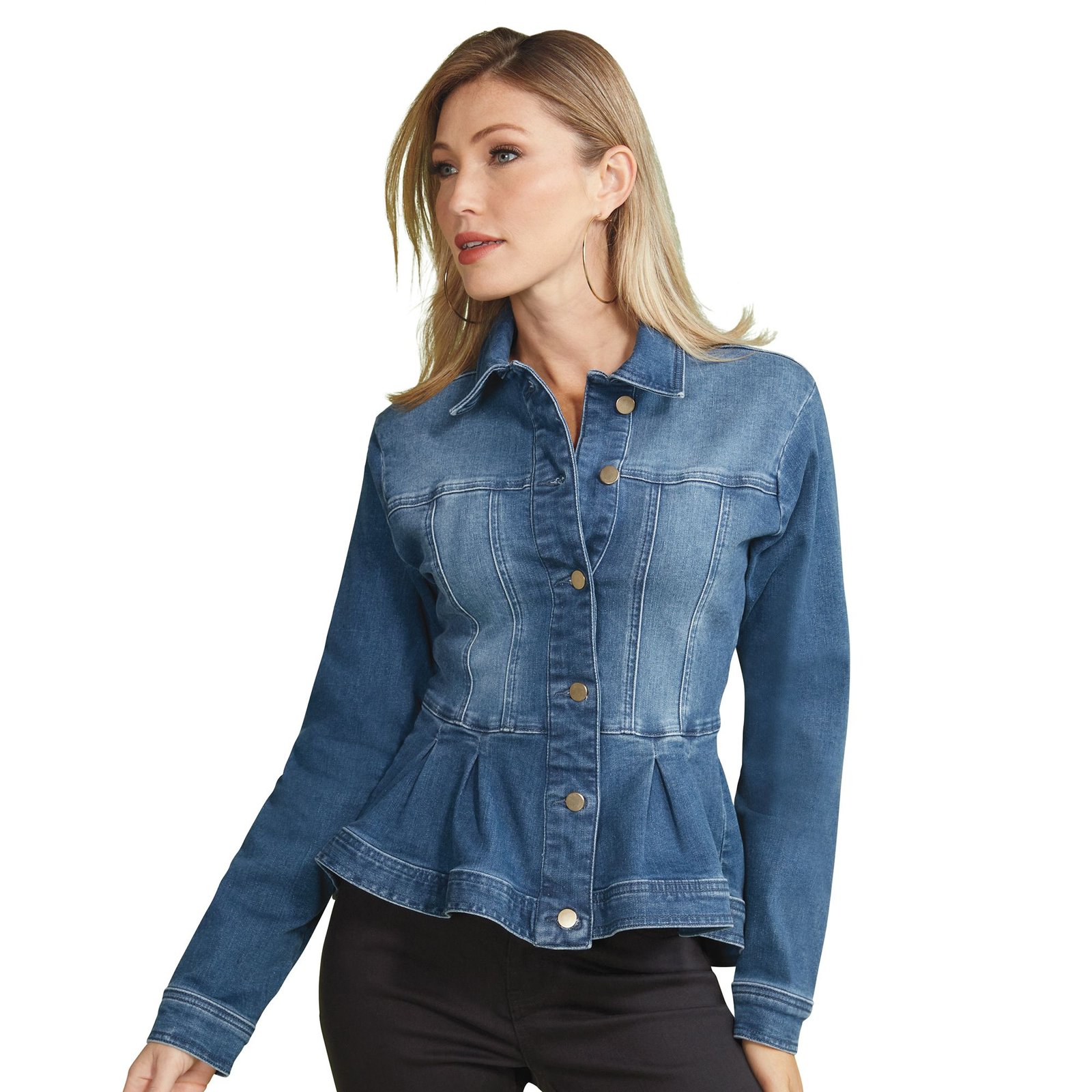 Masseys Flounced Denim Jacket Blue Jackets