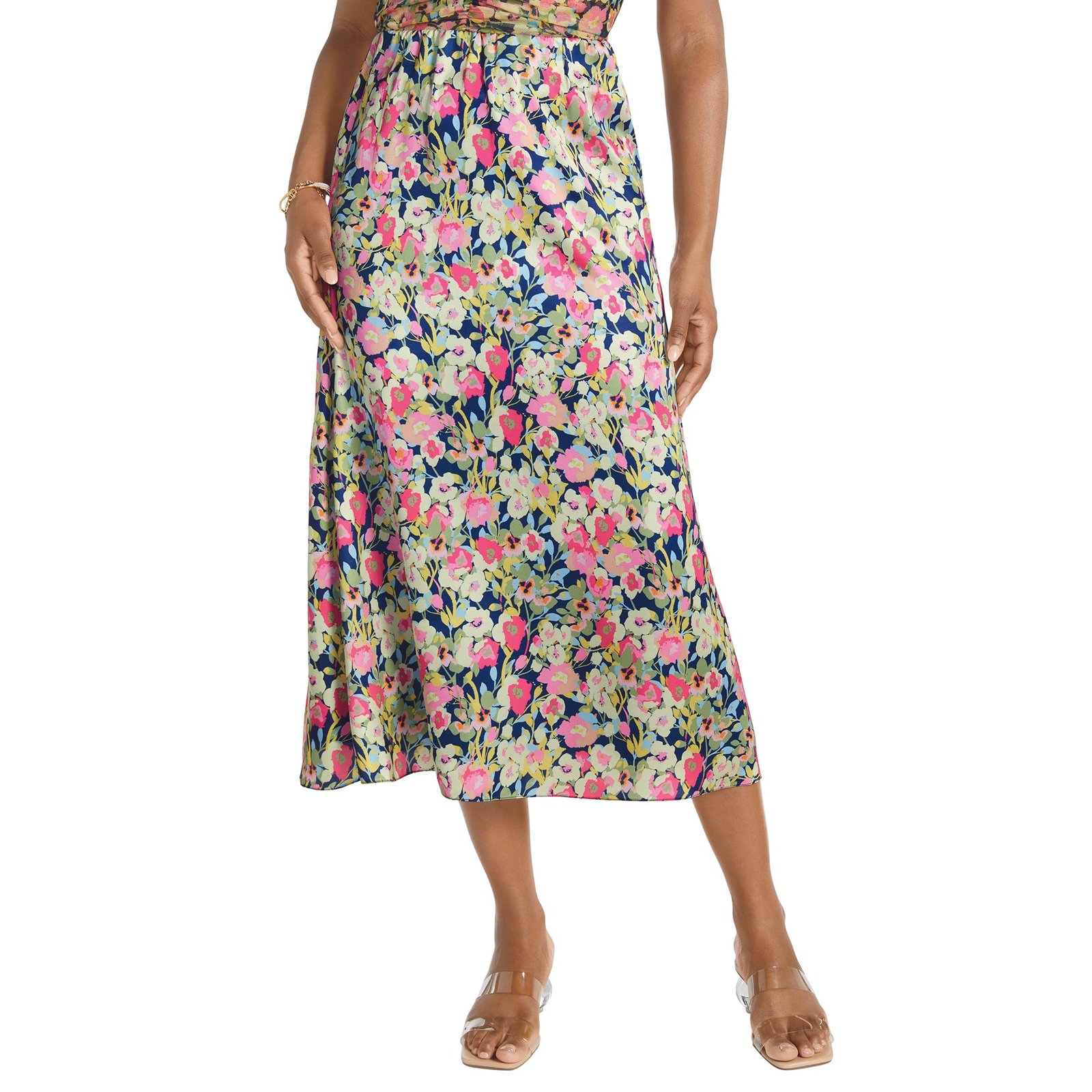 Masseys Luxe Satin Slip Skirt Multi Pink Skirts
