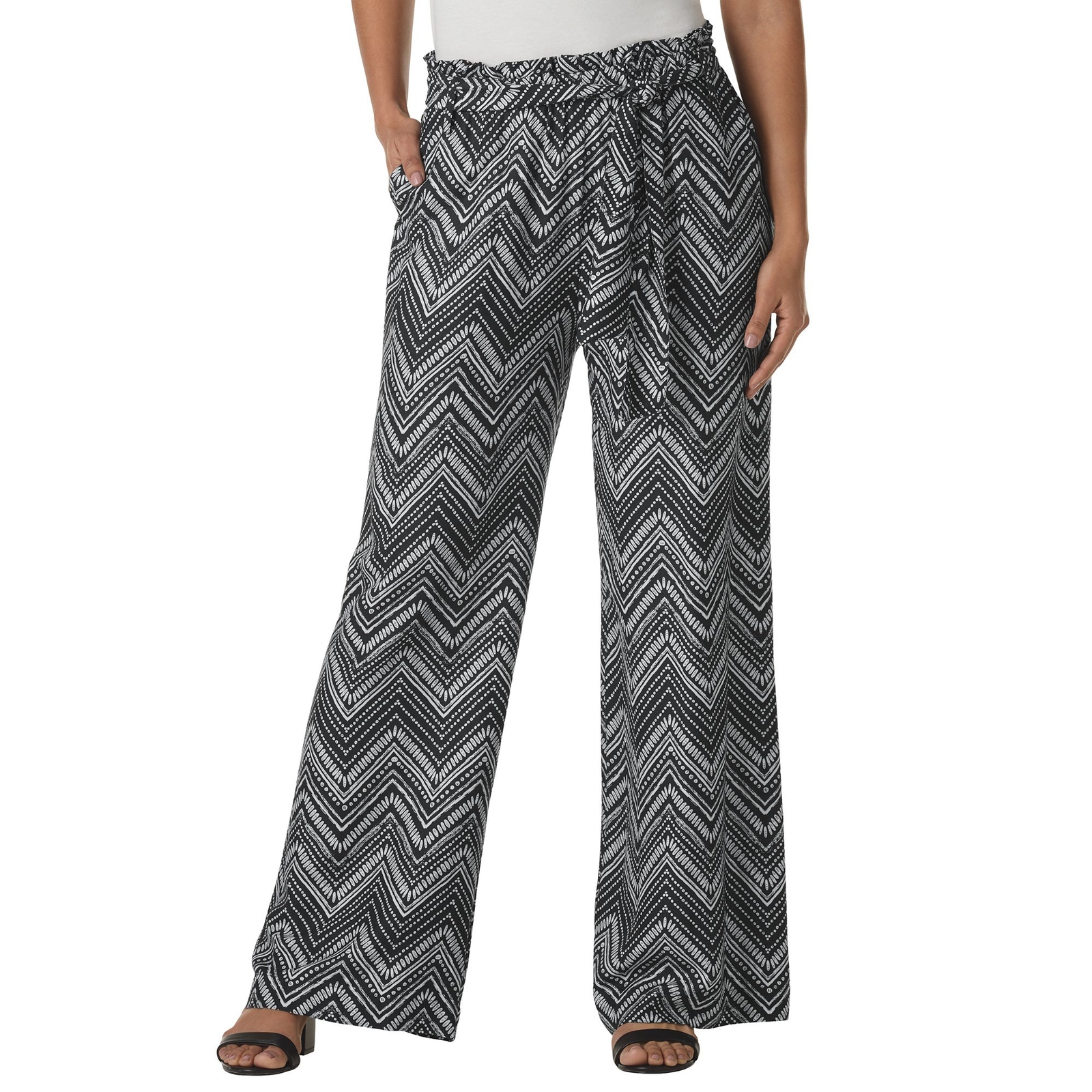 Masseys Tie-Waist Wide-Leg Pant Multi Pants M-Regular