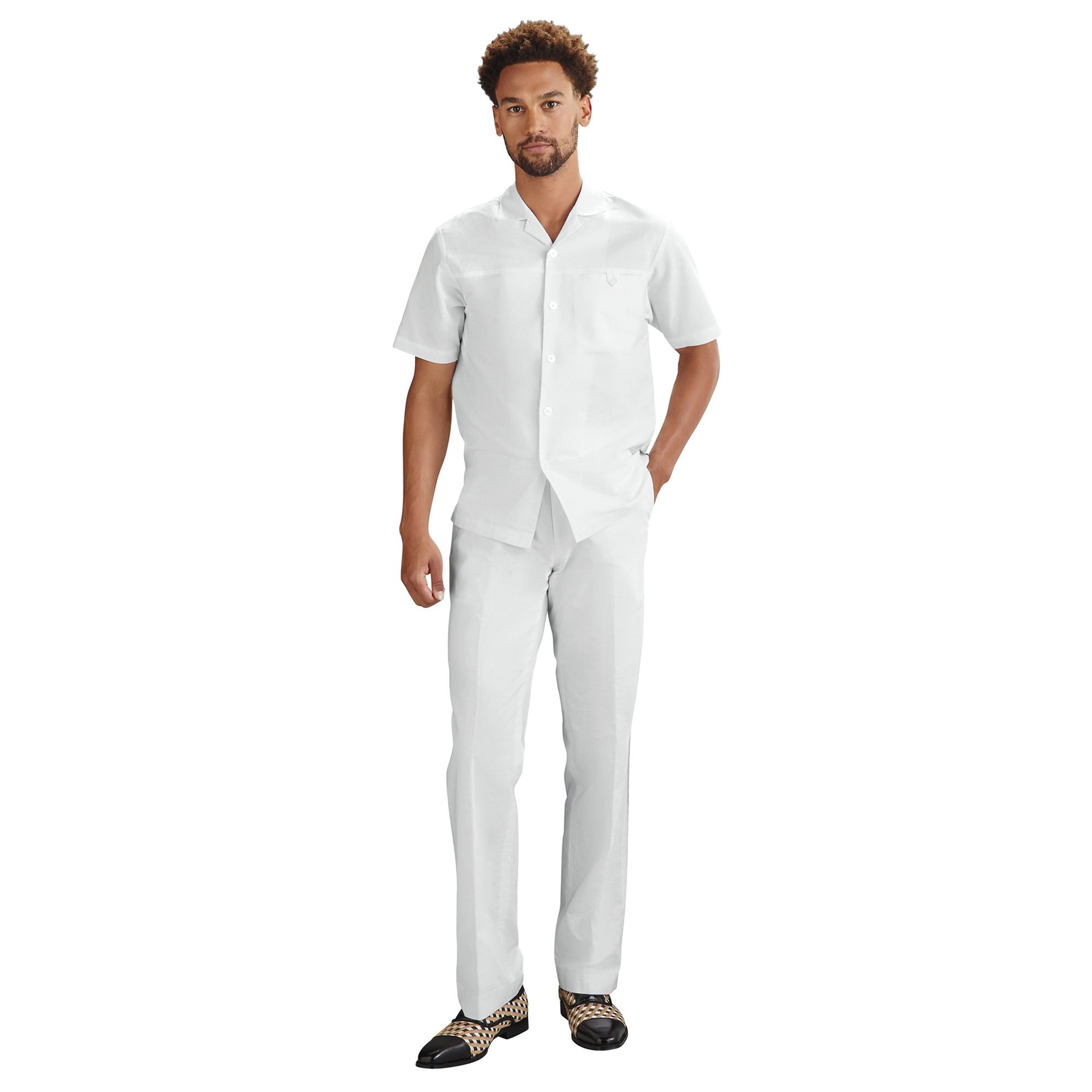 Stacy Adams Men's Linen Set White Sets XXXXL