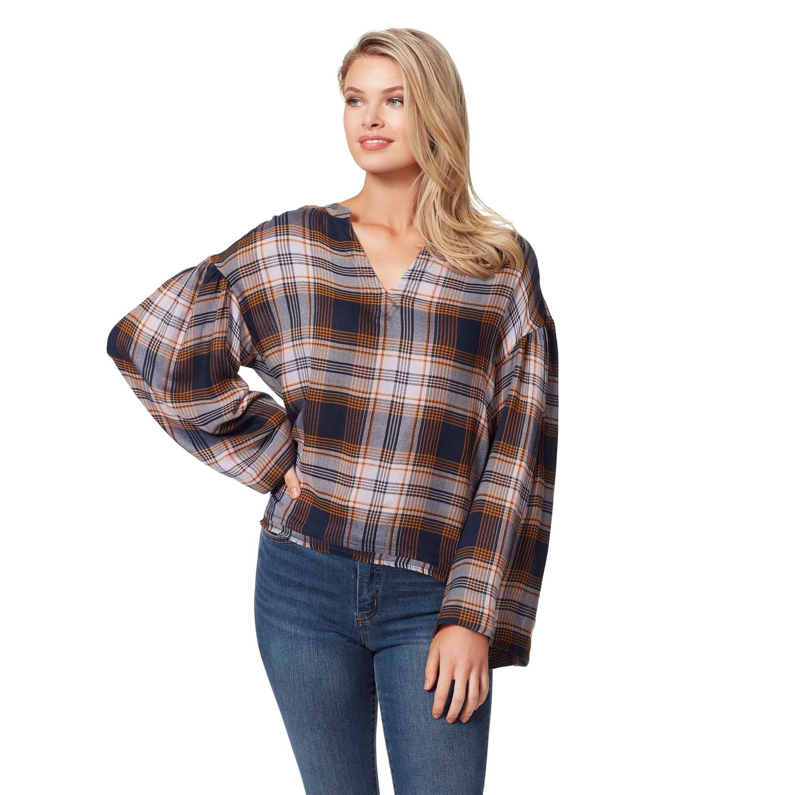 Jessica Simpson Women's Jenna Notch Neck Top Multi Shirts XL