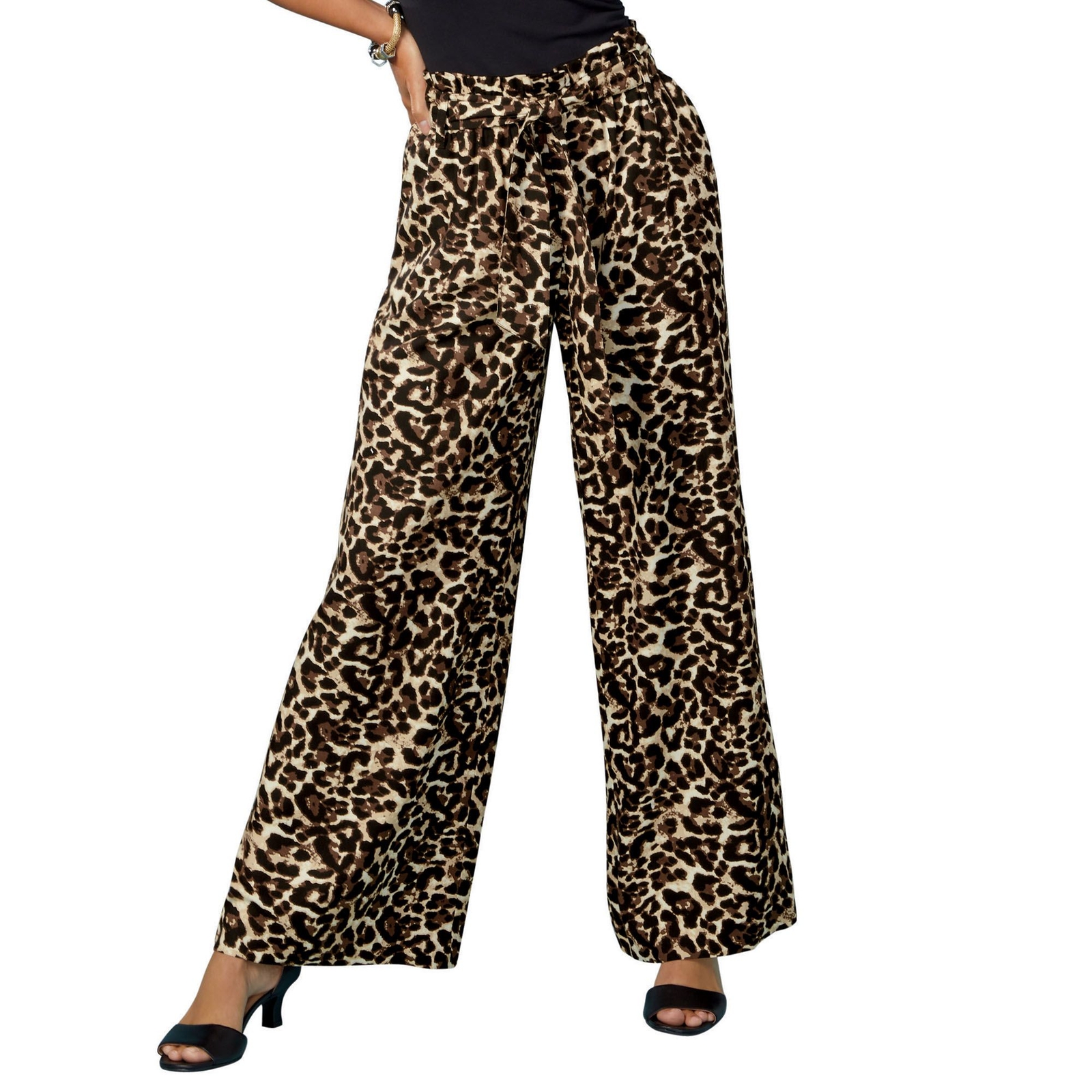 Masseys Tie-Waist Wide-Leg Pant Multi Pants XL-Regular