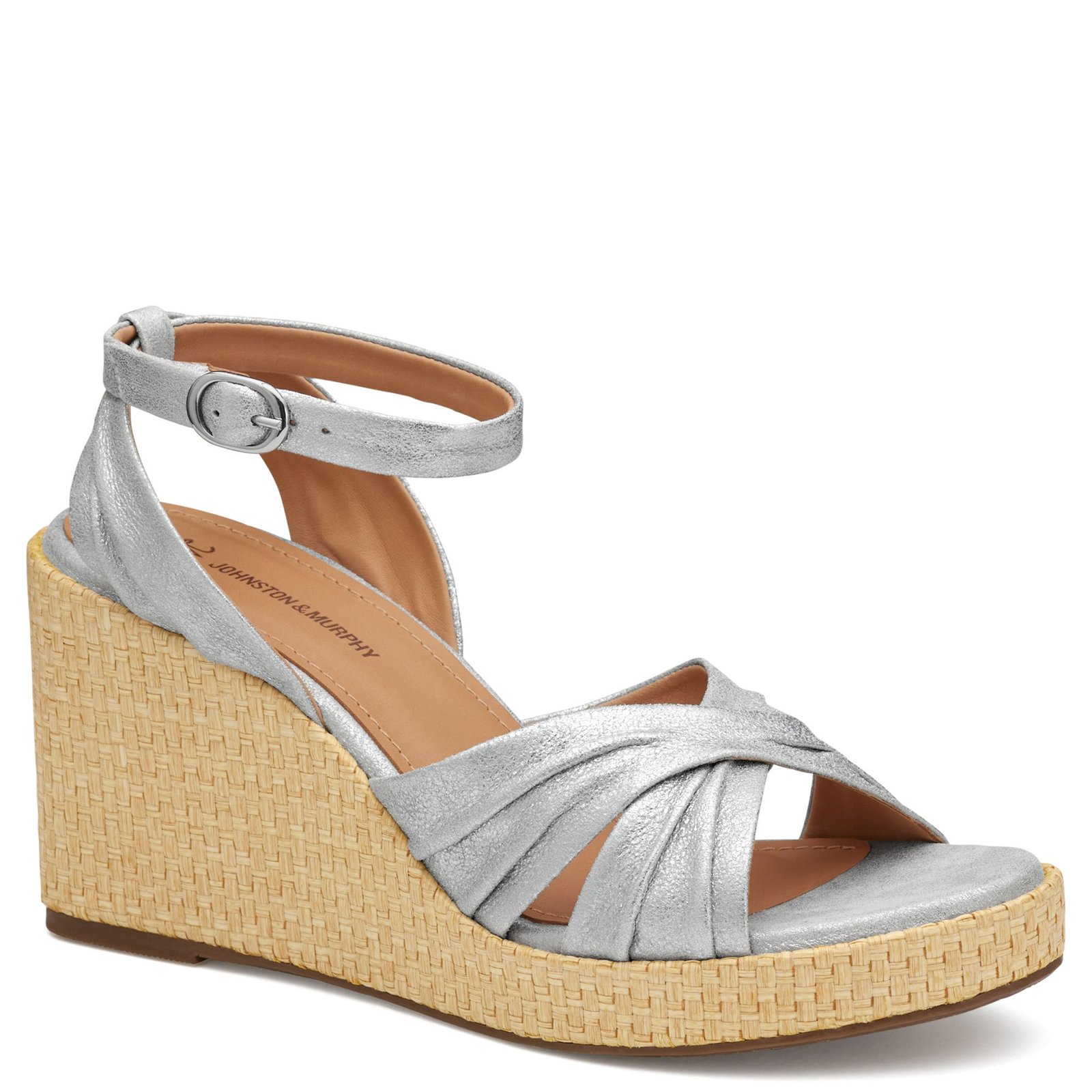 Johnston & Murphy Marcia Cross-Band Sandal Women's Silver Sandal 11