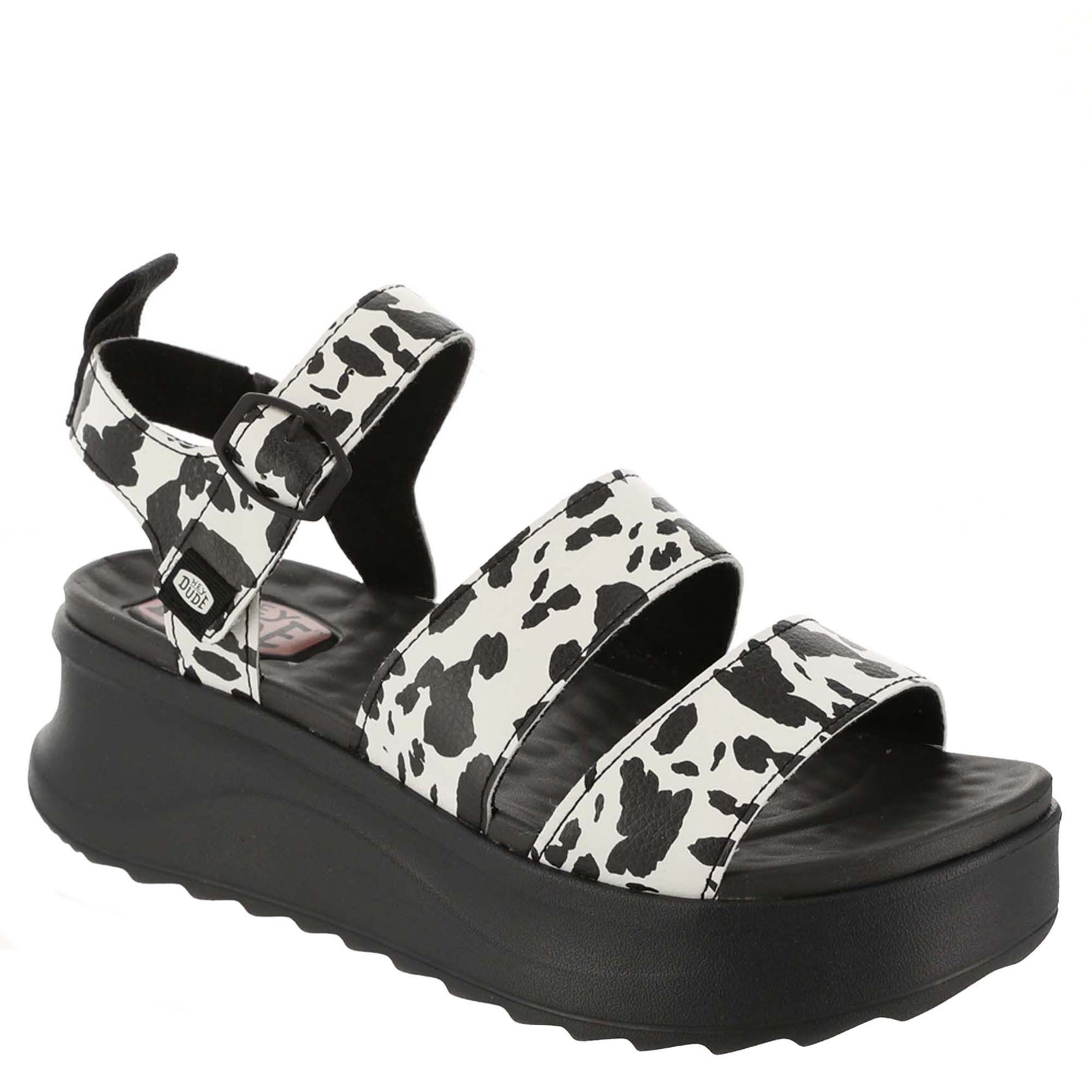 Hey Dude Delray Buckle Animal Women's Black Sandal 7 M