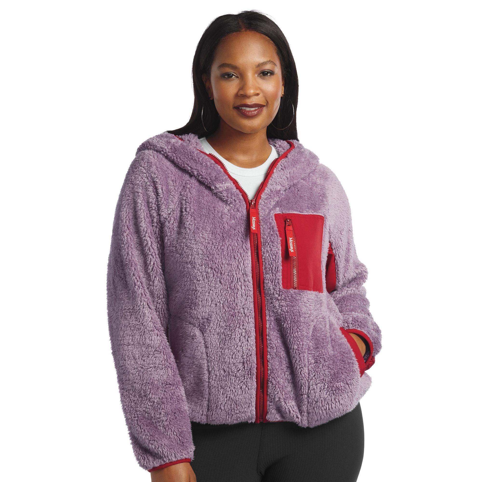 Zipper Oversized Sherpa Fleece Sweatshirt Masseys® Zip-Up Sherpa