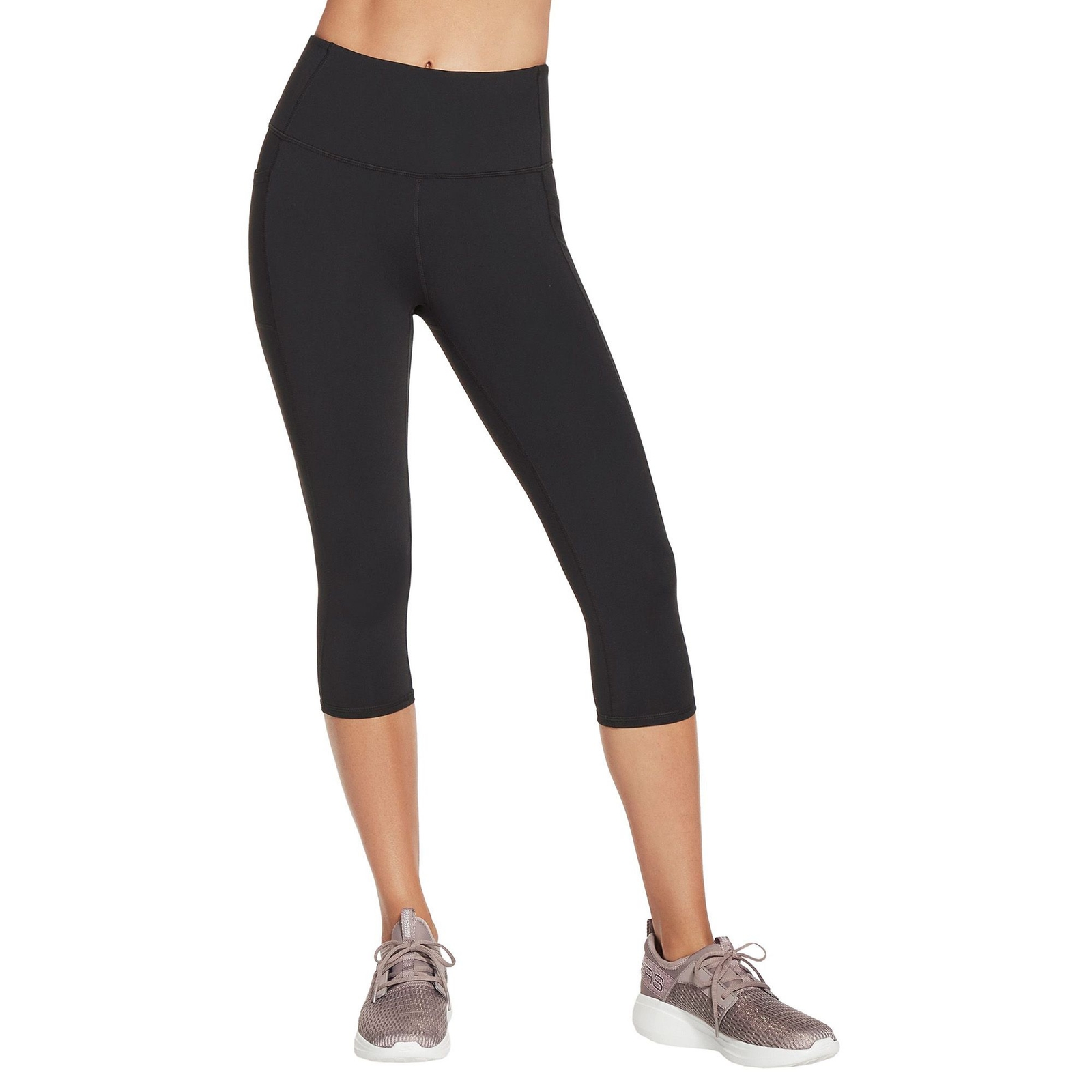 Skechers Women's GOFLEX High-Waisted Capri Black Pants L-Regular
