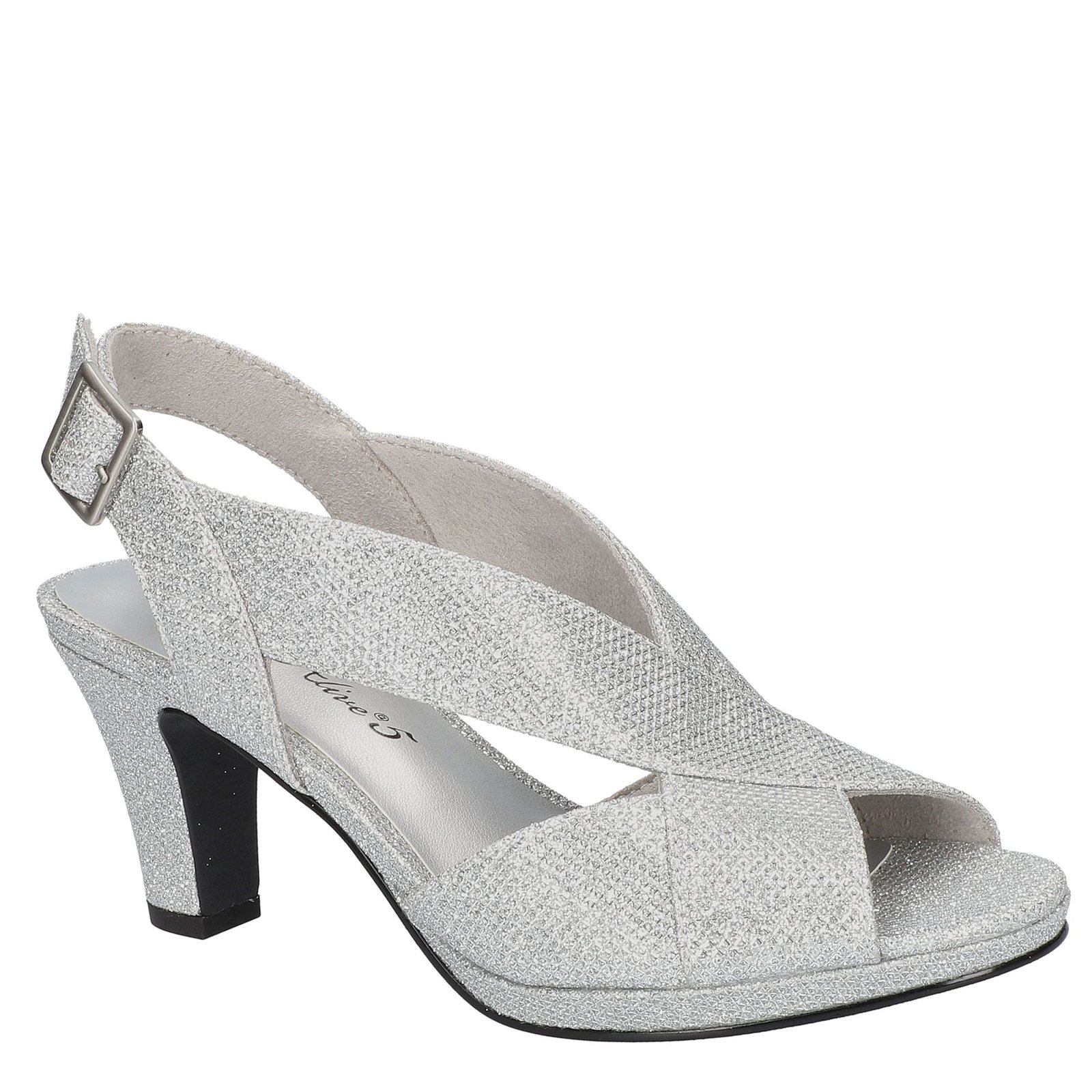 Easy Street Womens Christy Heeled Sandals, 8 Medium, Silver
