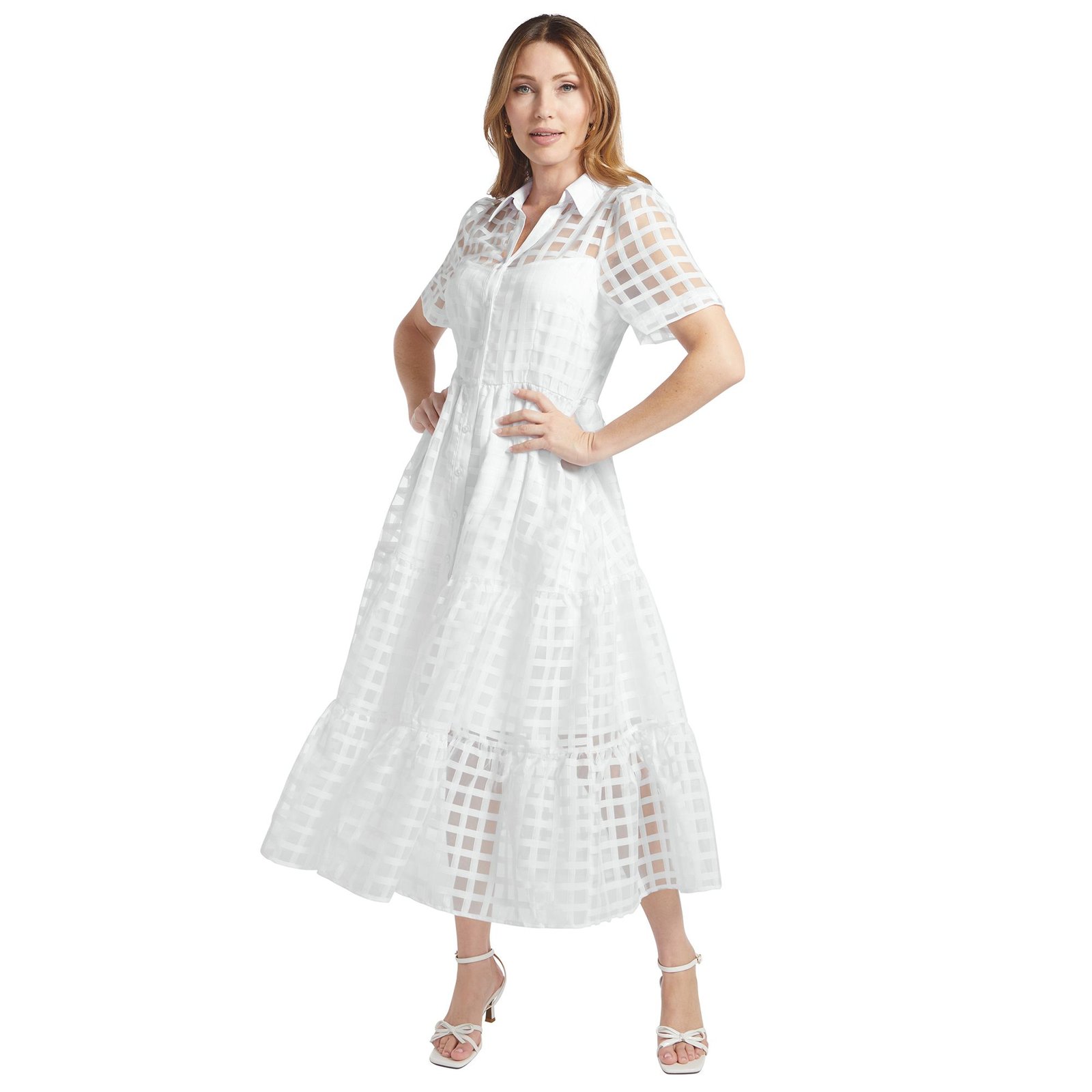 Masseys Organza Shirt Dress White Dresses