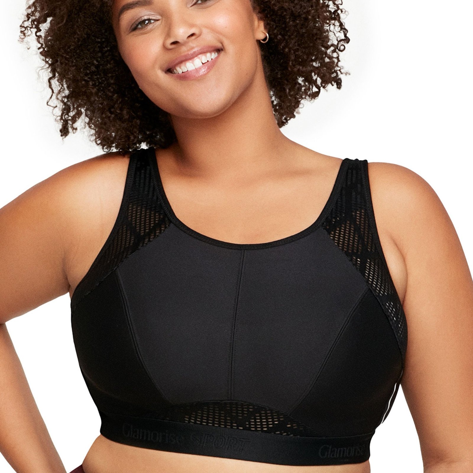 Glamorise No Sweat Mesh Sports Bra Black Bras 38-D
